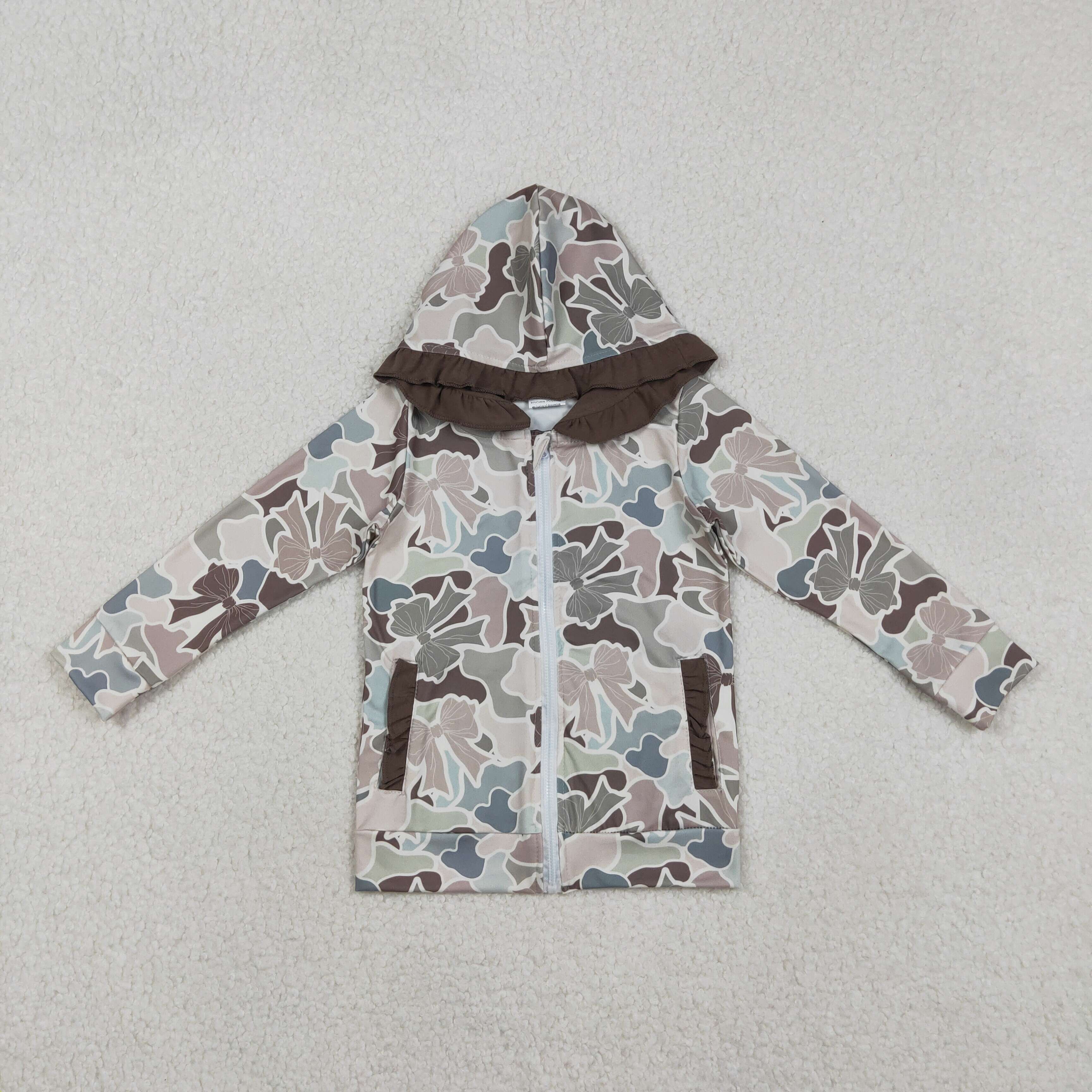 GT1263 RTS 12-18M to 7-8T  baby girl clothes bow camo girl winter top hunting clothes