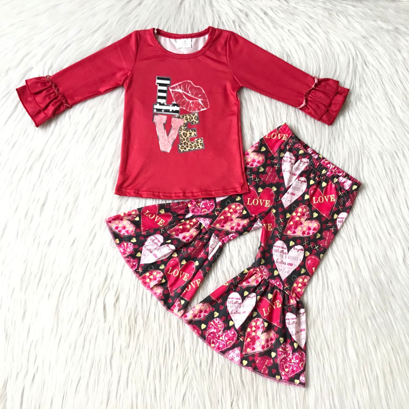 6 A2-14 girl valentines day red love winter long sleeve set-promotion 2025.12.20 $2.99