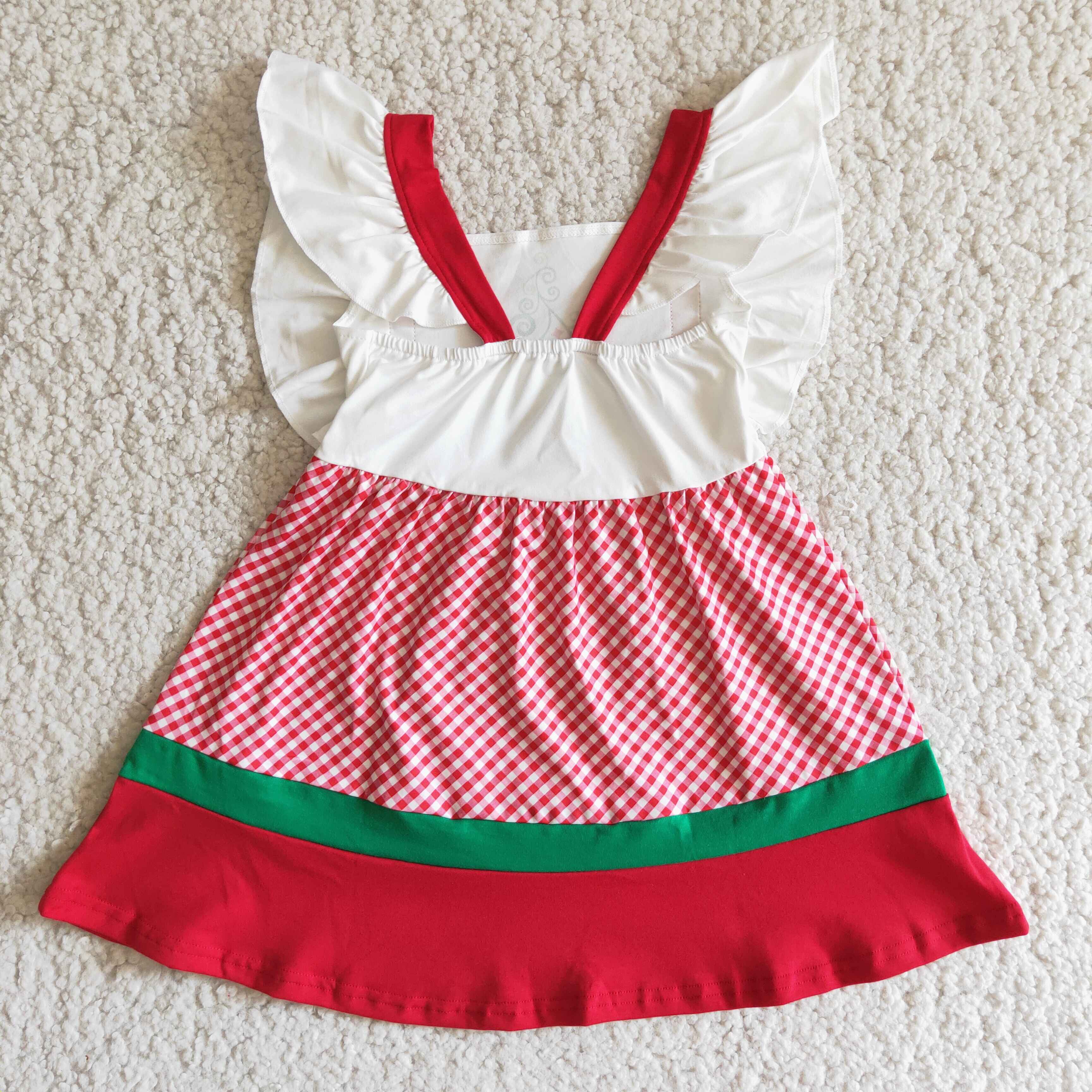 E3-19 girl red plaid christmas matching dress-promotion 2025.10.25 $2.99