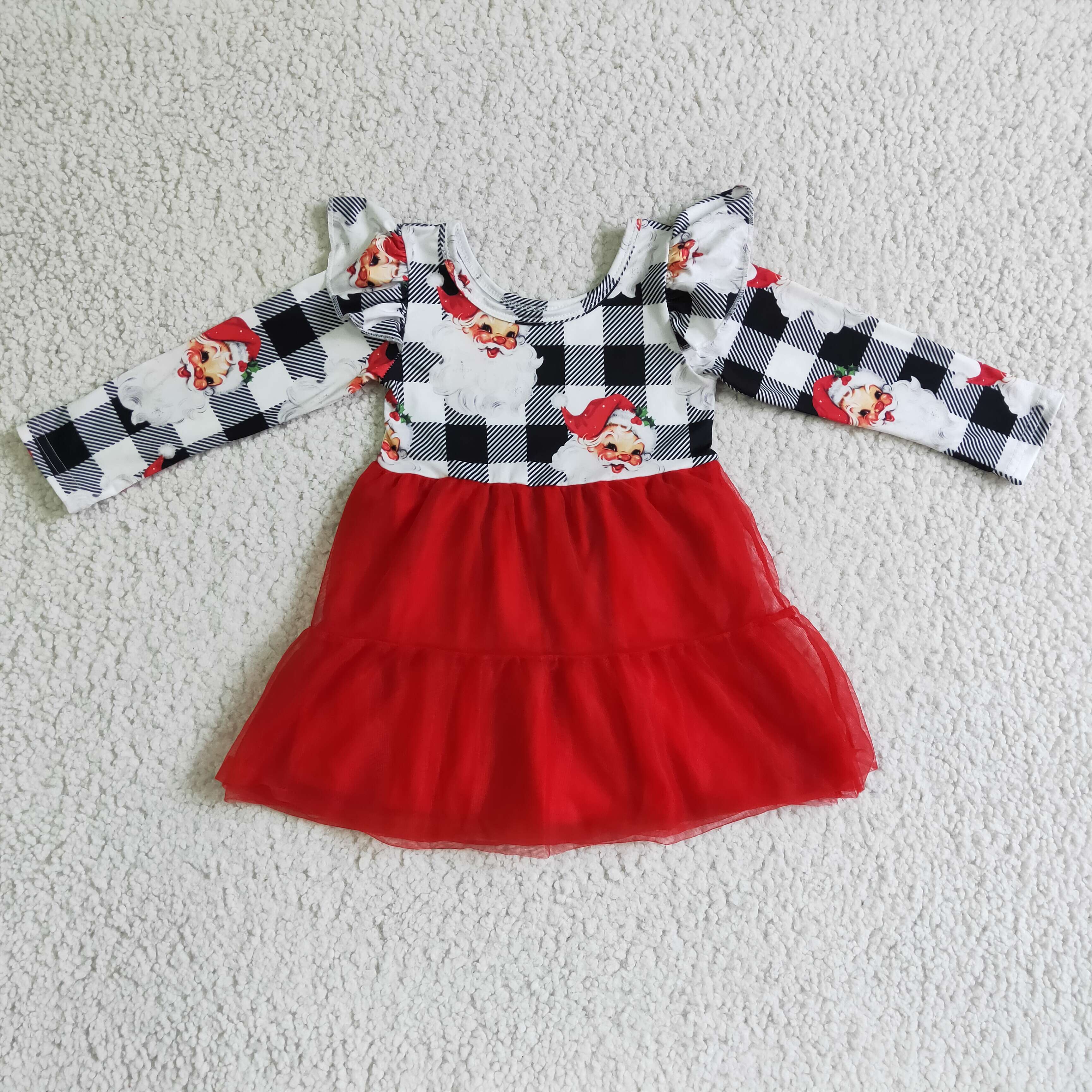 GLD0121 baby girl clothes red plaid  santa claus christmas dress-promotion 2024.8.31 $5.5