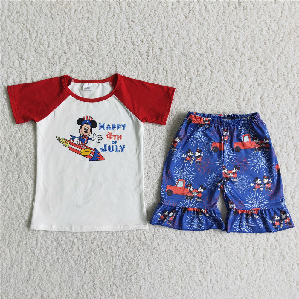 D10-28 girl clothes cartoon july 4th patriotic set--promotion 2025.2.8 $5.5