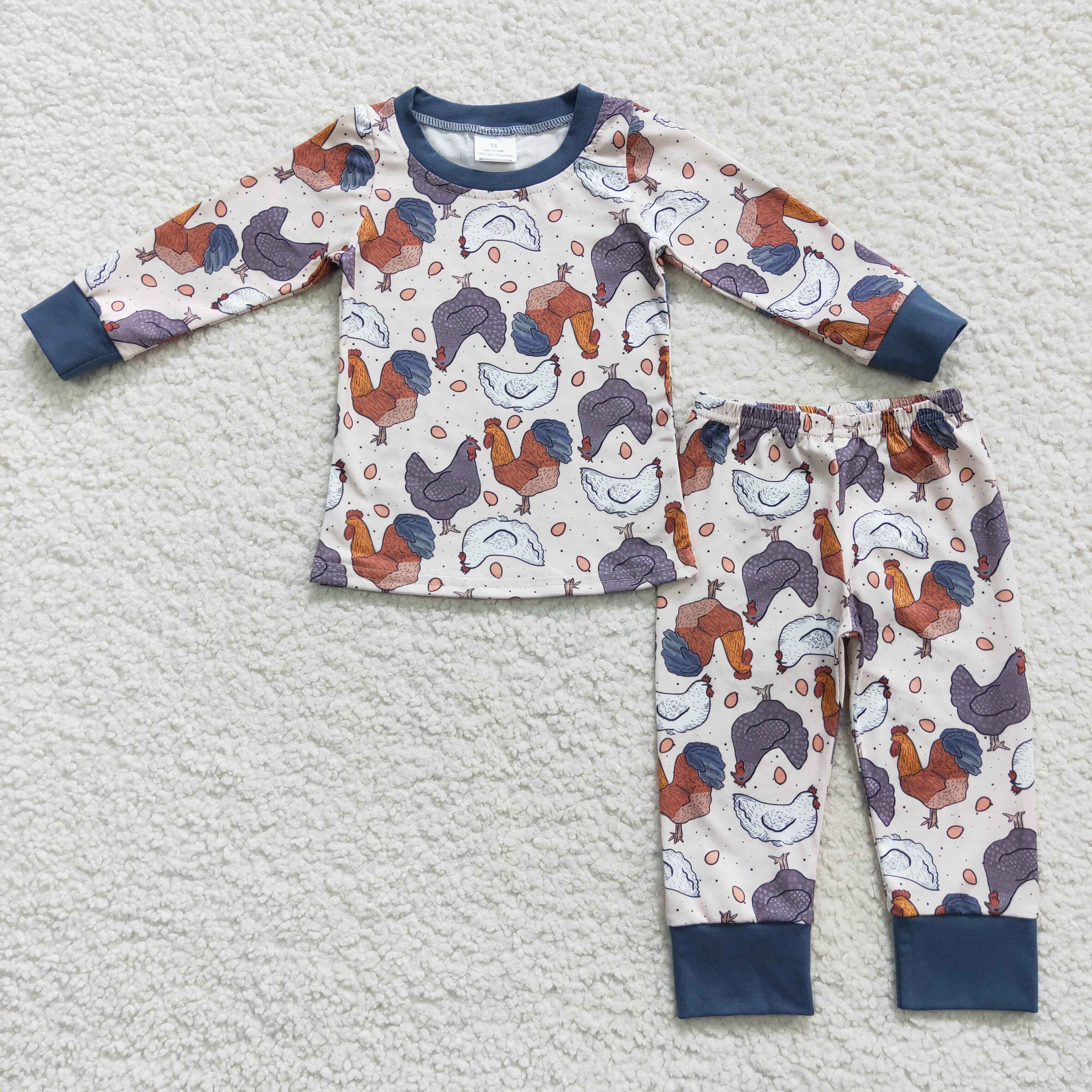 BLP0280 toddler boy clothes chicken farm boy winter pajamas set-promotion 2024.12.21 $5.5