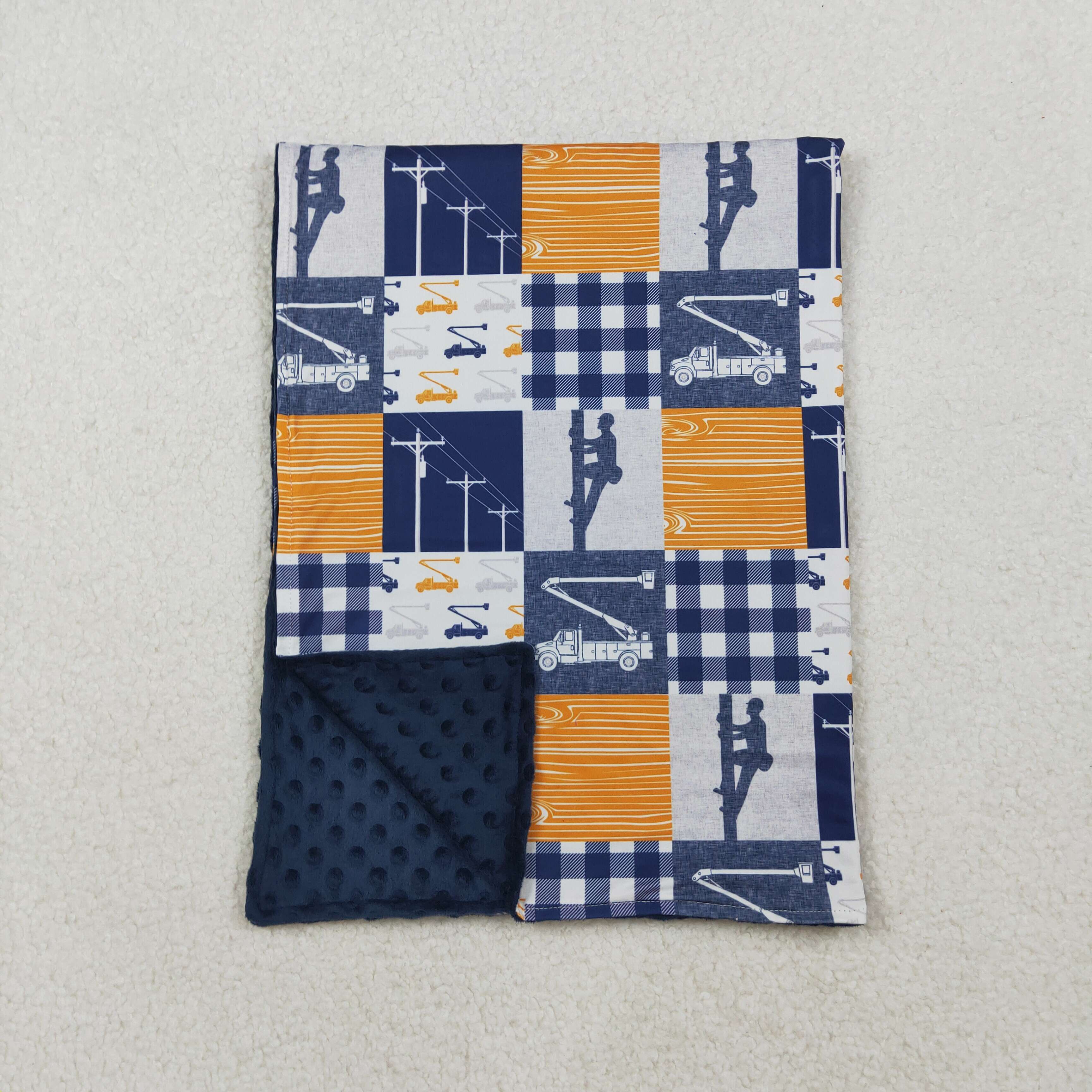BL0075 RTS baby blanket lineman baby minky blanket
