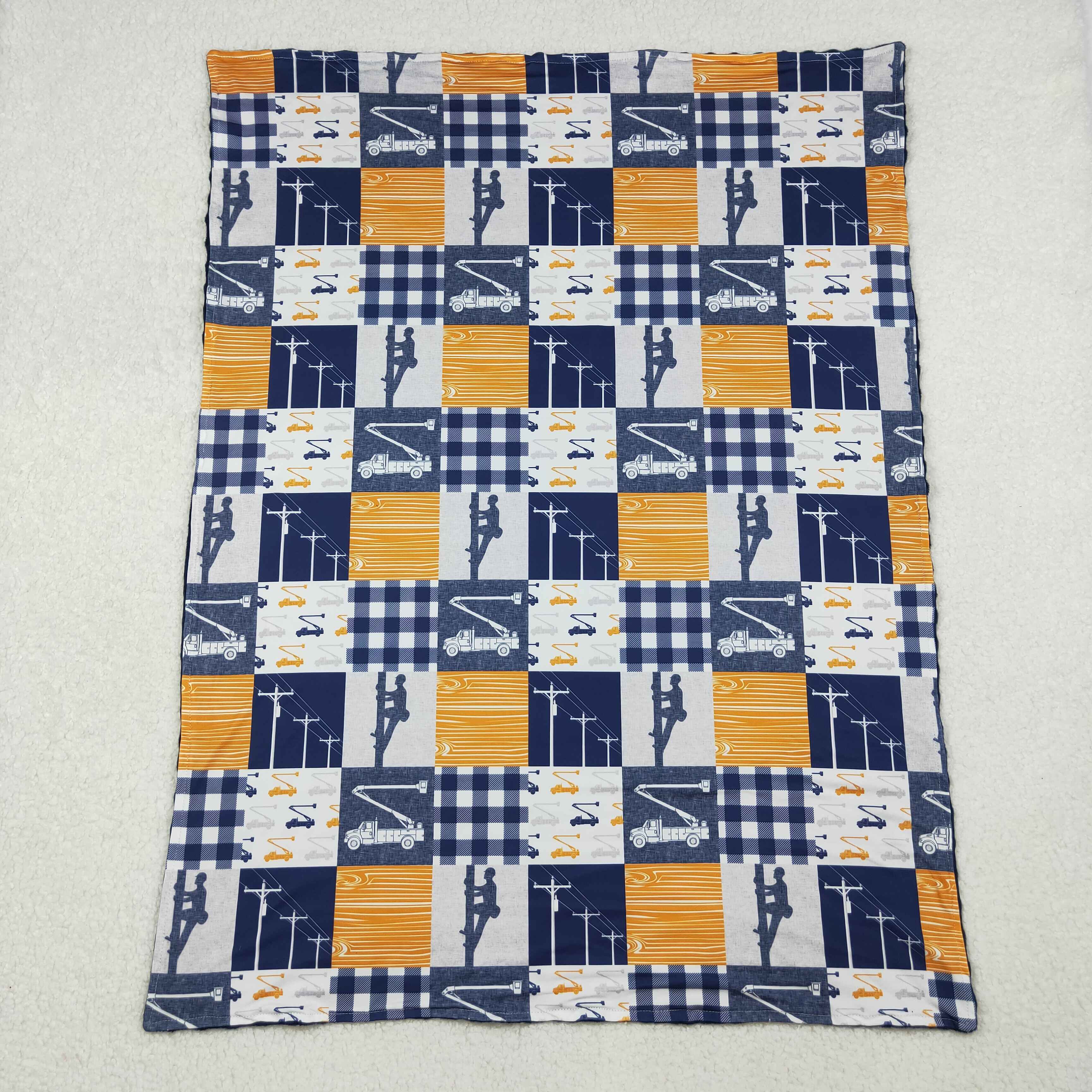 BL0075 RTS baby blanket lineman baby minky blanket