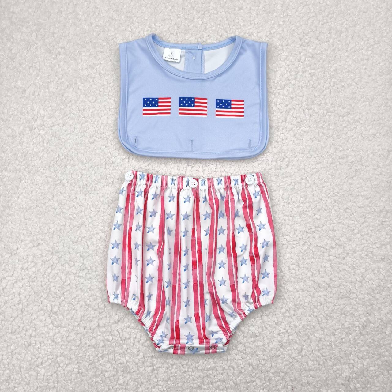 SR3049 RTS boy clothes flag boy 4th of July Patriotic summer bubble 