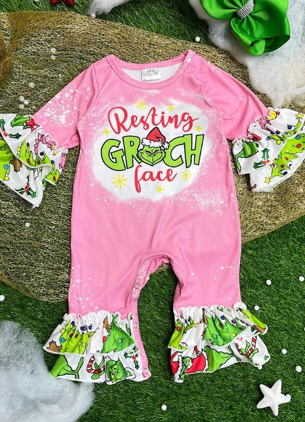 LR0154 new born baby items cartoon pink christmas romper-promotion 2025.11.8 $5.5