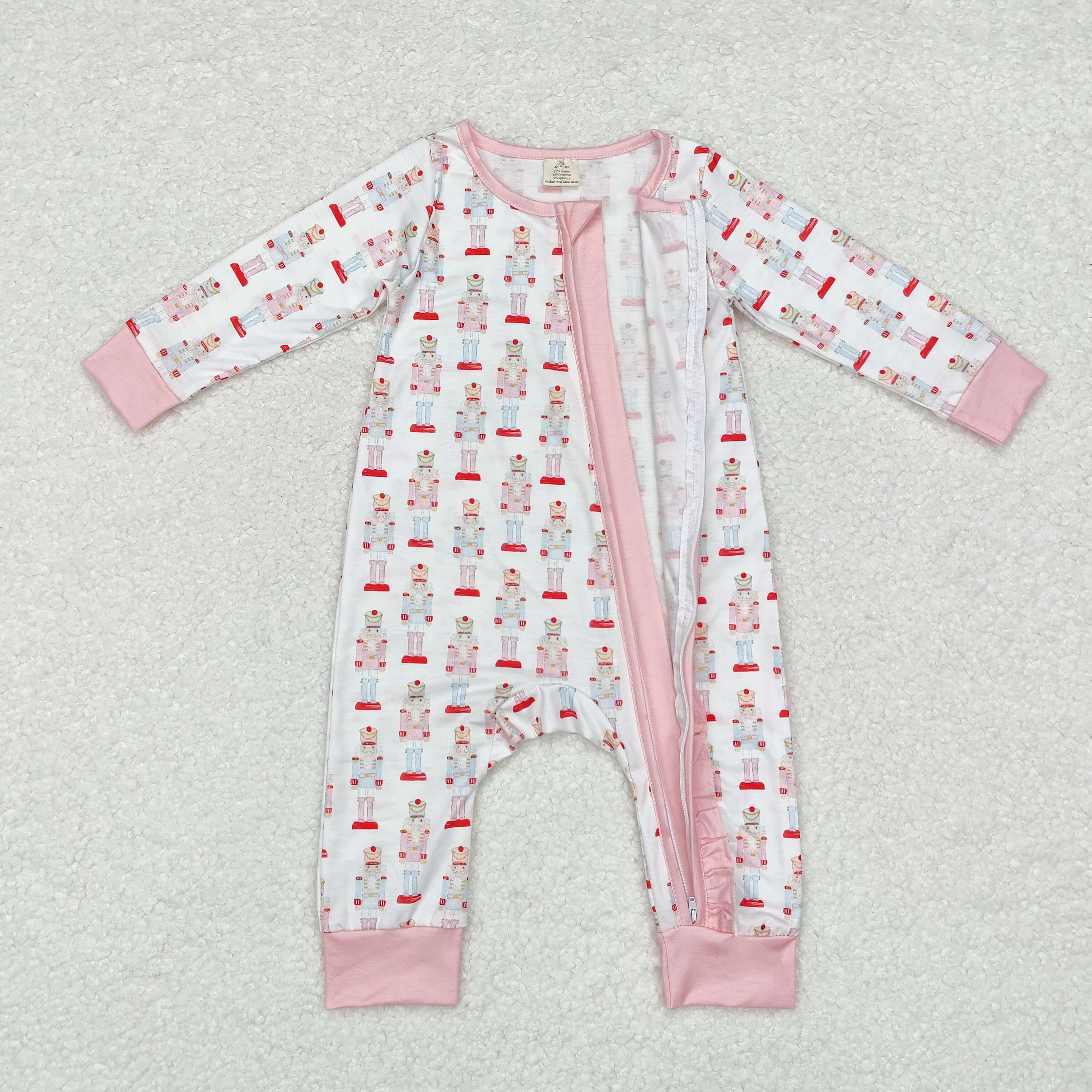 LR1185 RTS baby girl clothes soldier girl christmas winter romper -BAMBOO