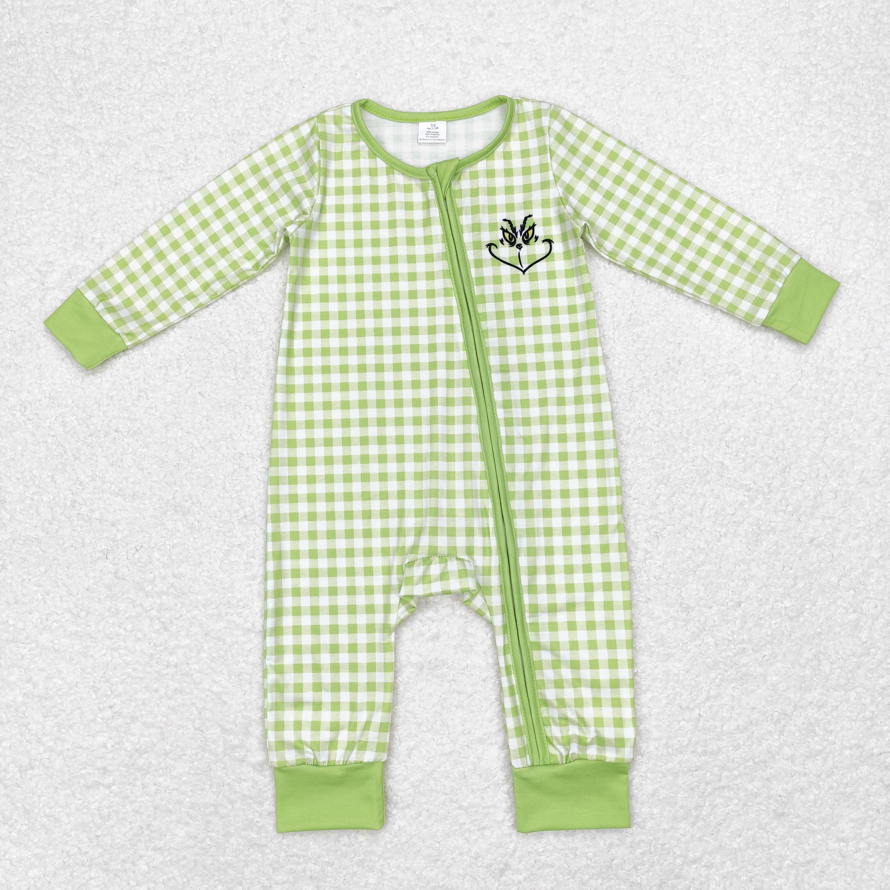 LR1251 RTS baby girl clothes green baby christmas romper-BAMBOO