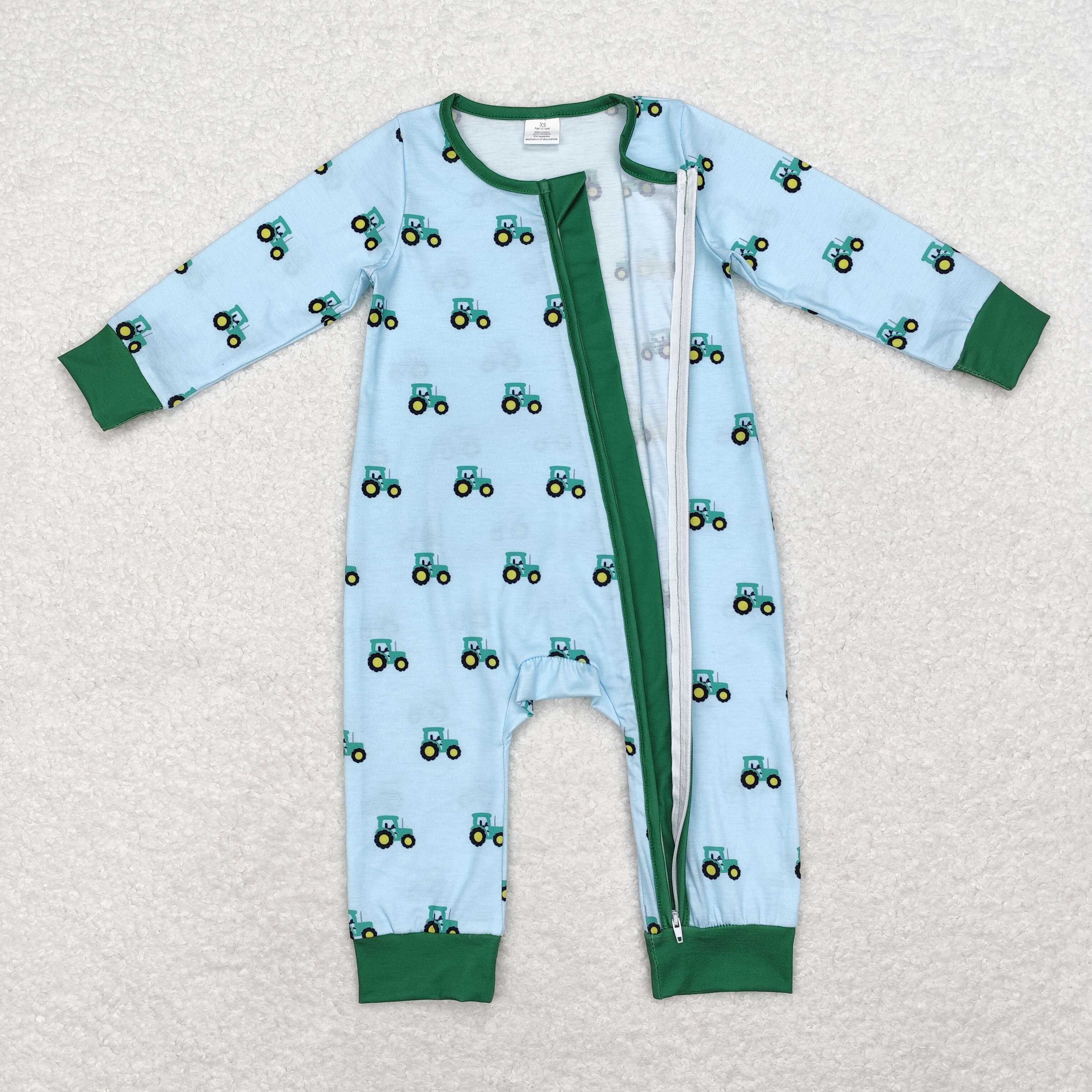 LR1253 RTS baby boy clothes truck boy winter romper -BAMBOO