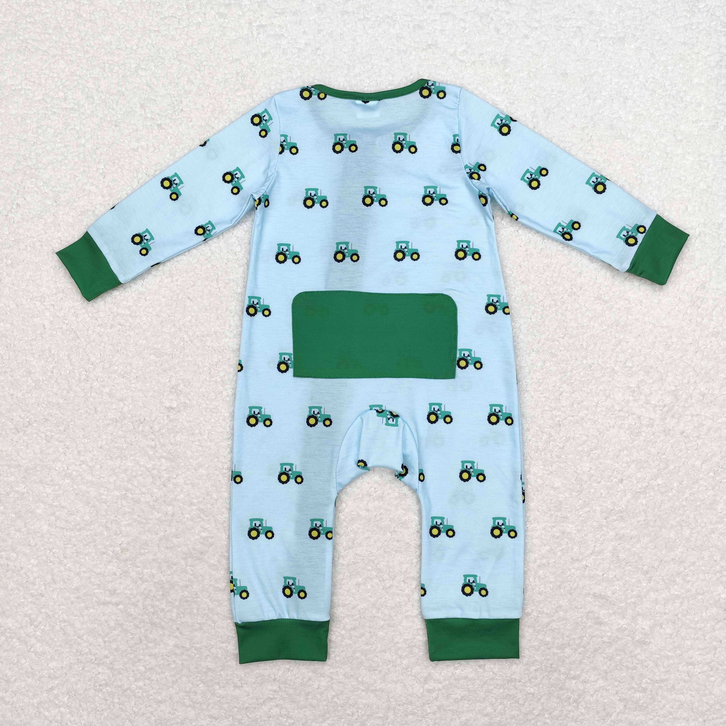 LR1253 RTS baby boy clothes truck boy winter romper -BAMBOO