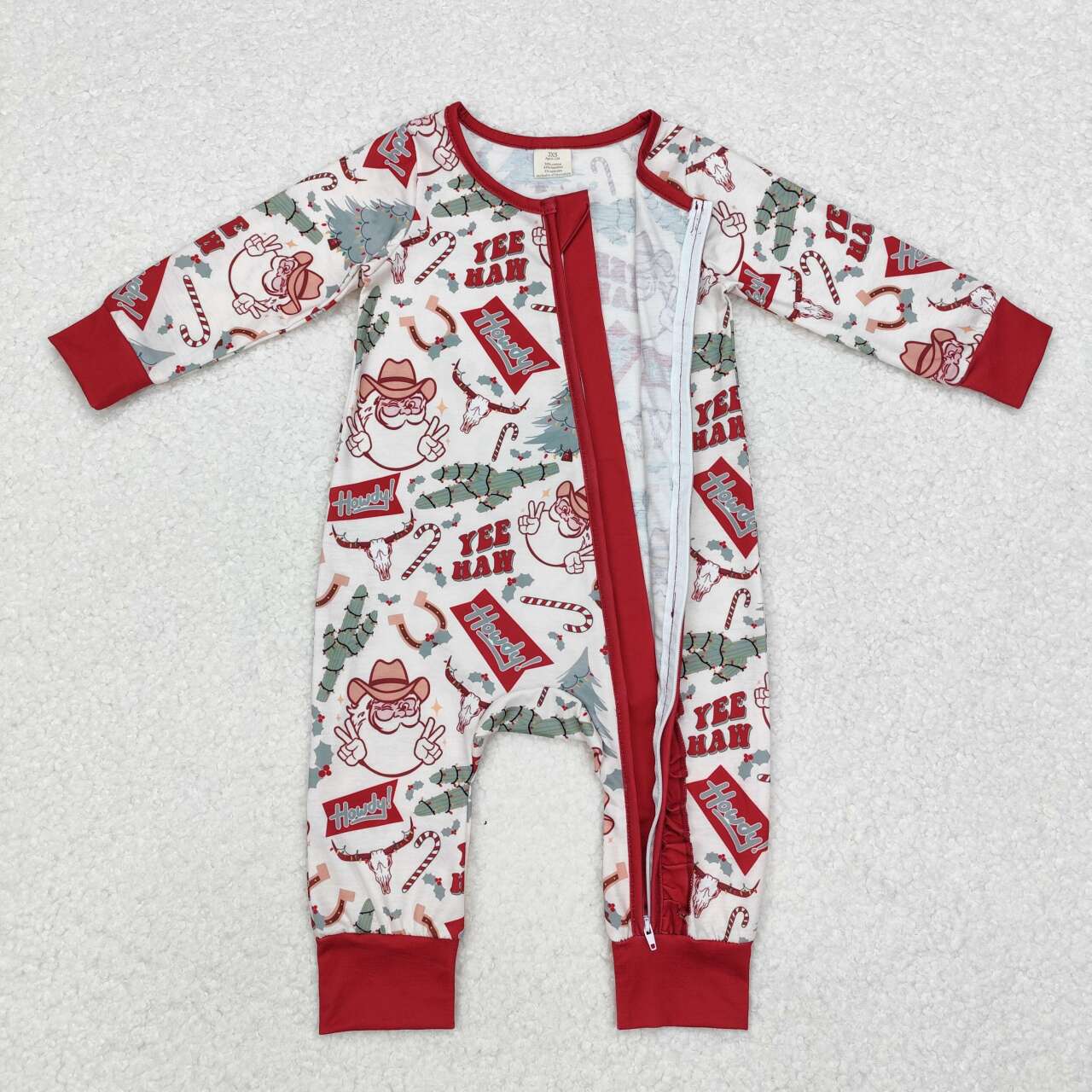 LR1277 RTS baby girl clothes santa girl christmas winter romper pajamas romper-bamboo