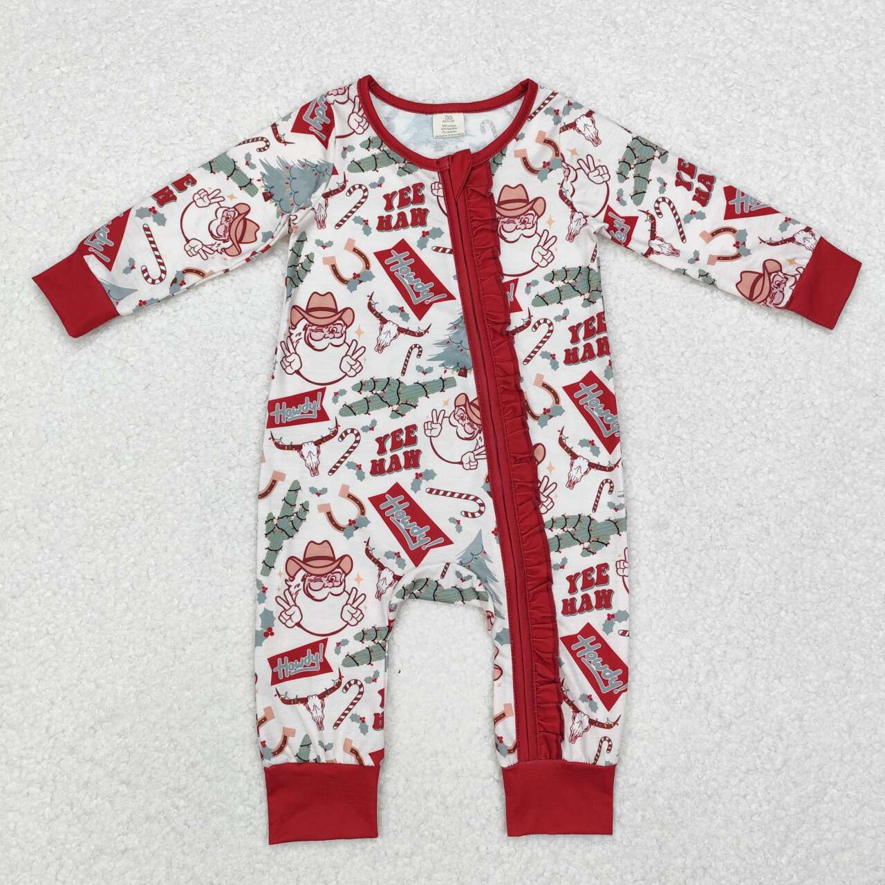 LR1277 RTS baby girl clothes santa girl christmas winter romper pajamas romper-bamboo