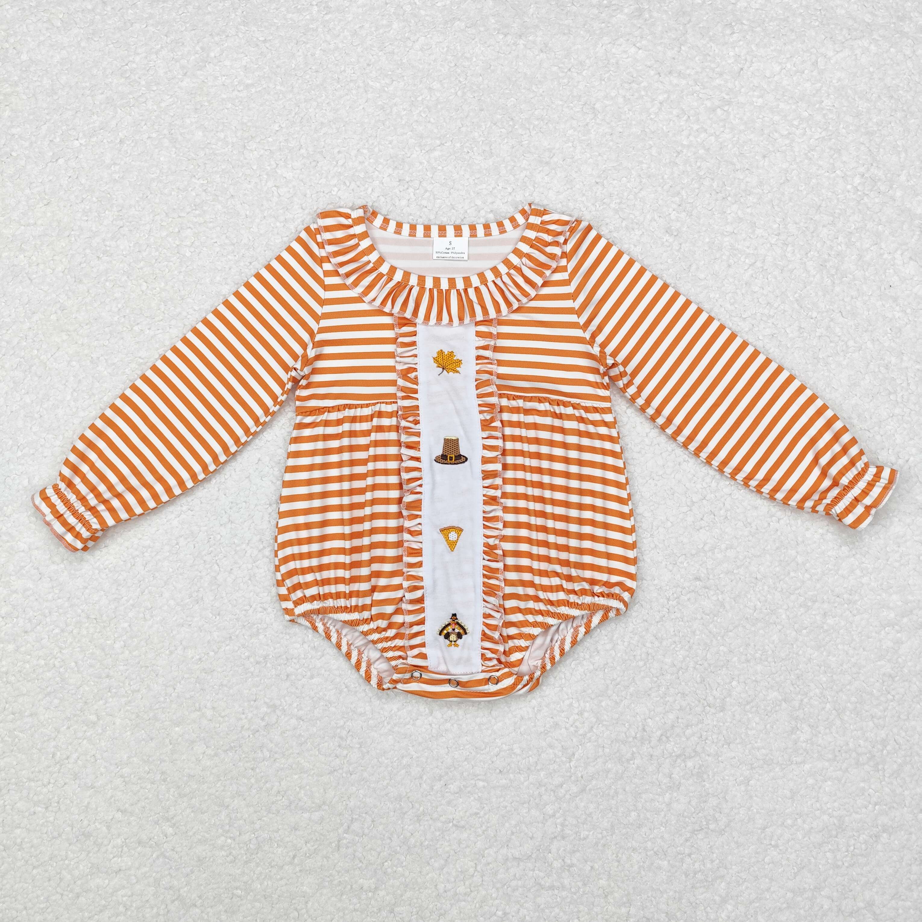 LR1300 RTS baby girl clothes turkey  girl thanksgiving winter bubble embroidery