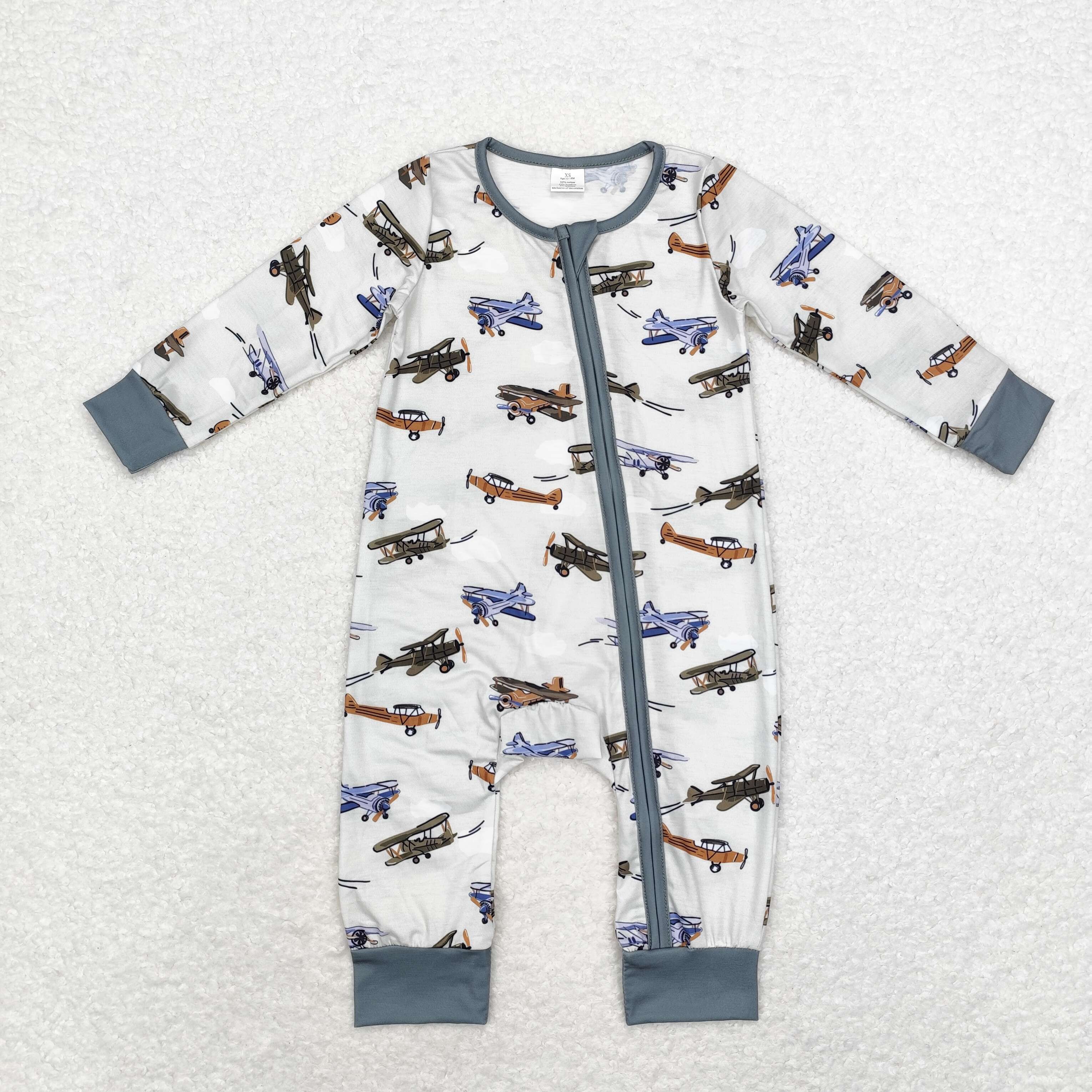 LR1326 RTS baby boy clothes airplane boy  winter romper-bamboo
