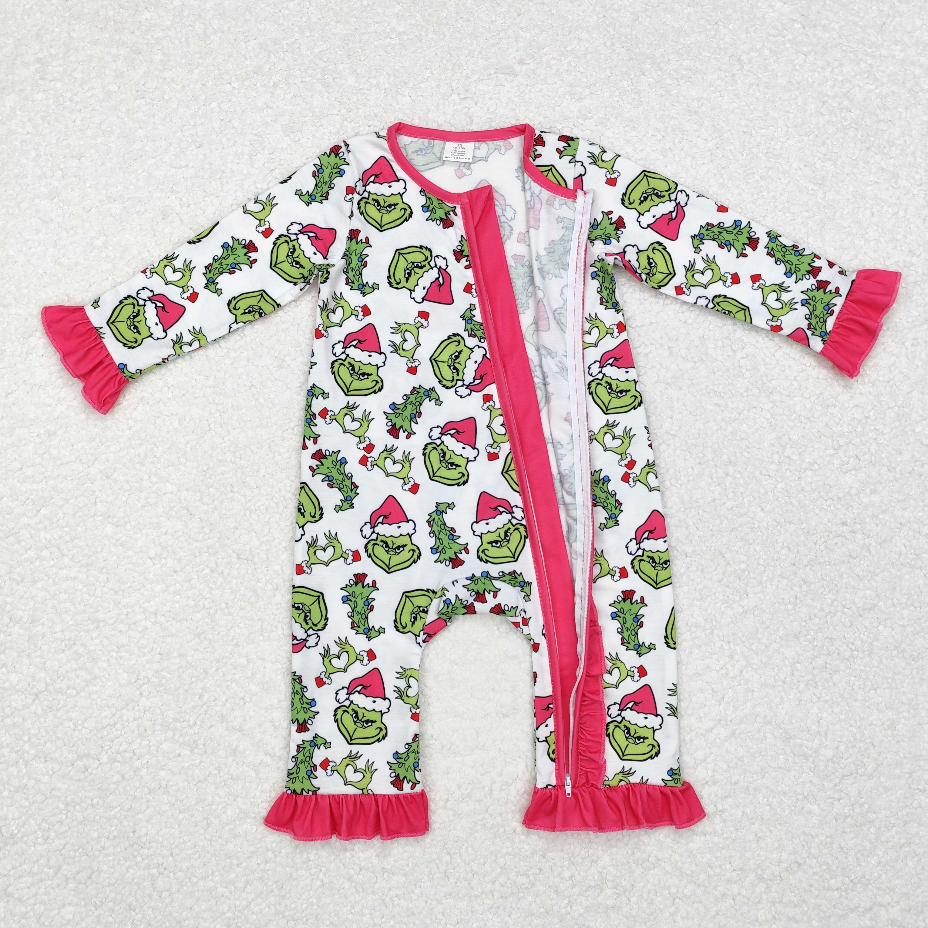 LR1337 RTS baby girl clothes cartoon girl christmas winter romper -BAMBOO