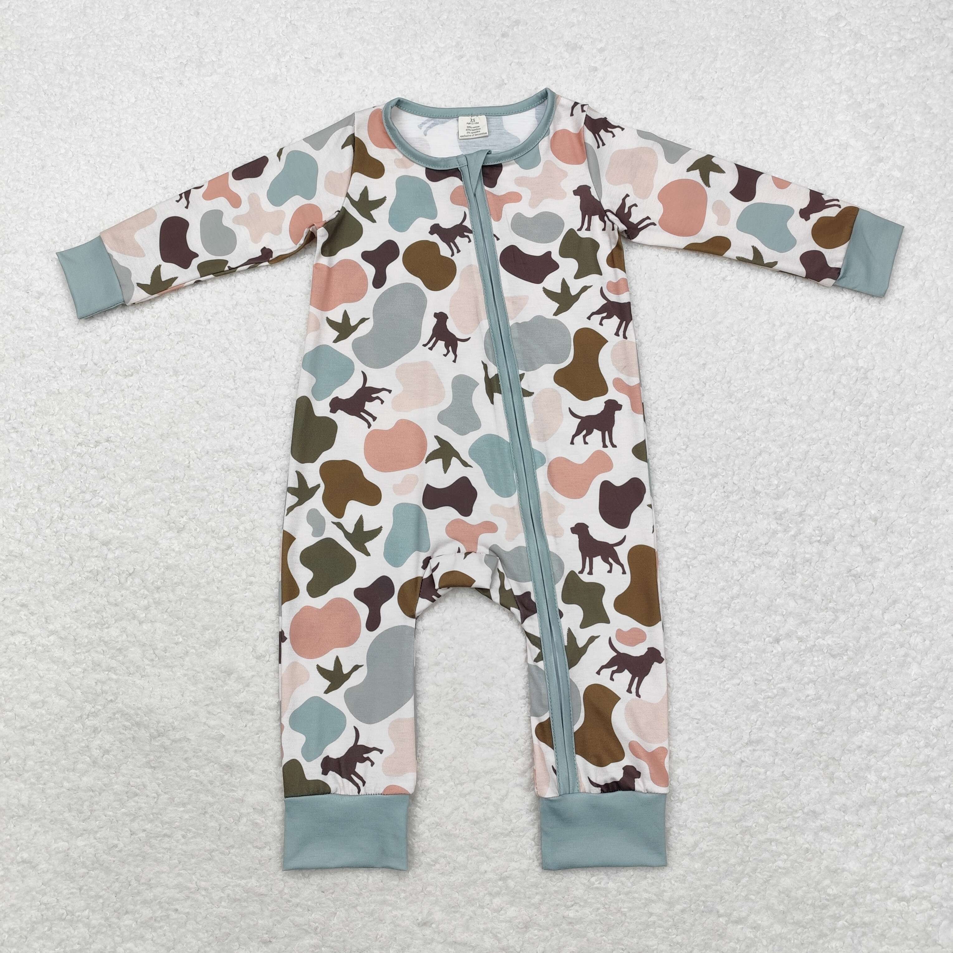 LR1387 RTS baby boy clothes hunting camo boy winter romper -BAMBOO