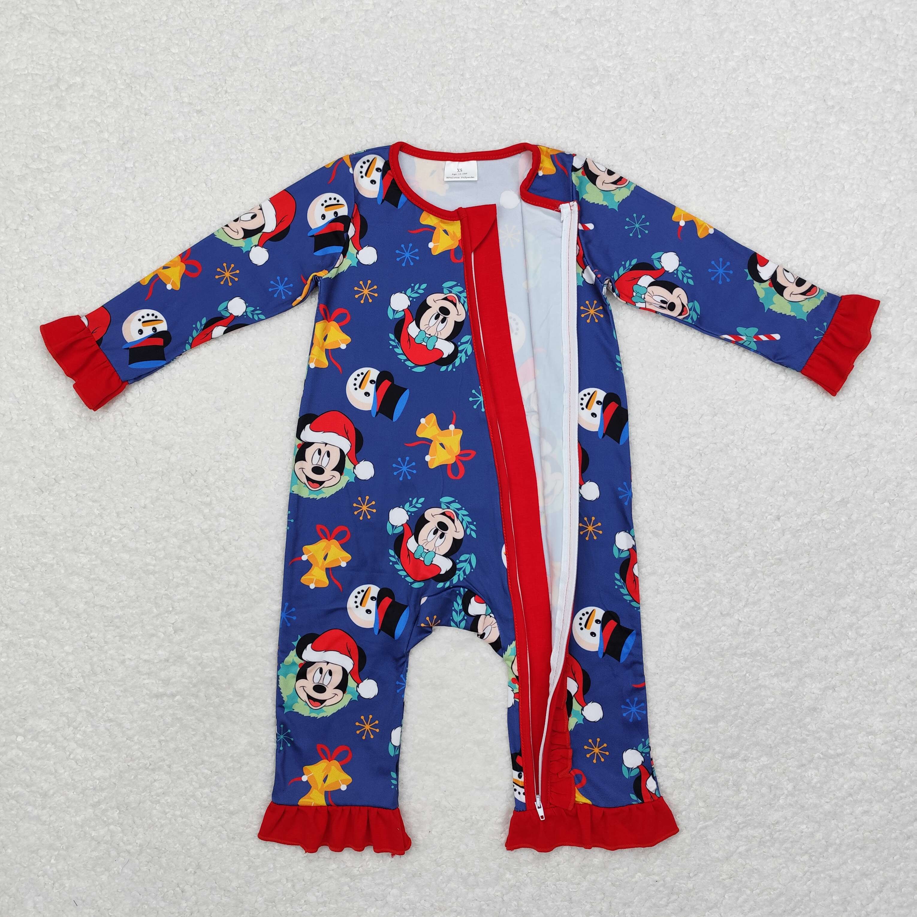 LR1416 RTS baby girl clothes cartoon mouse girl christmas winter romper 
