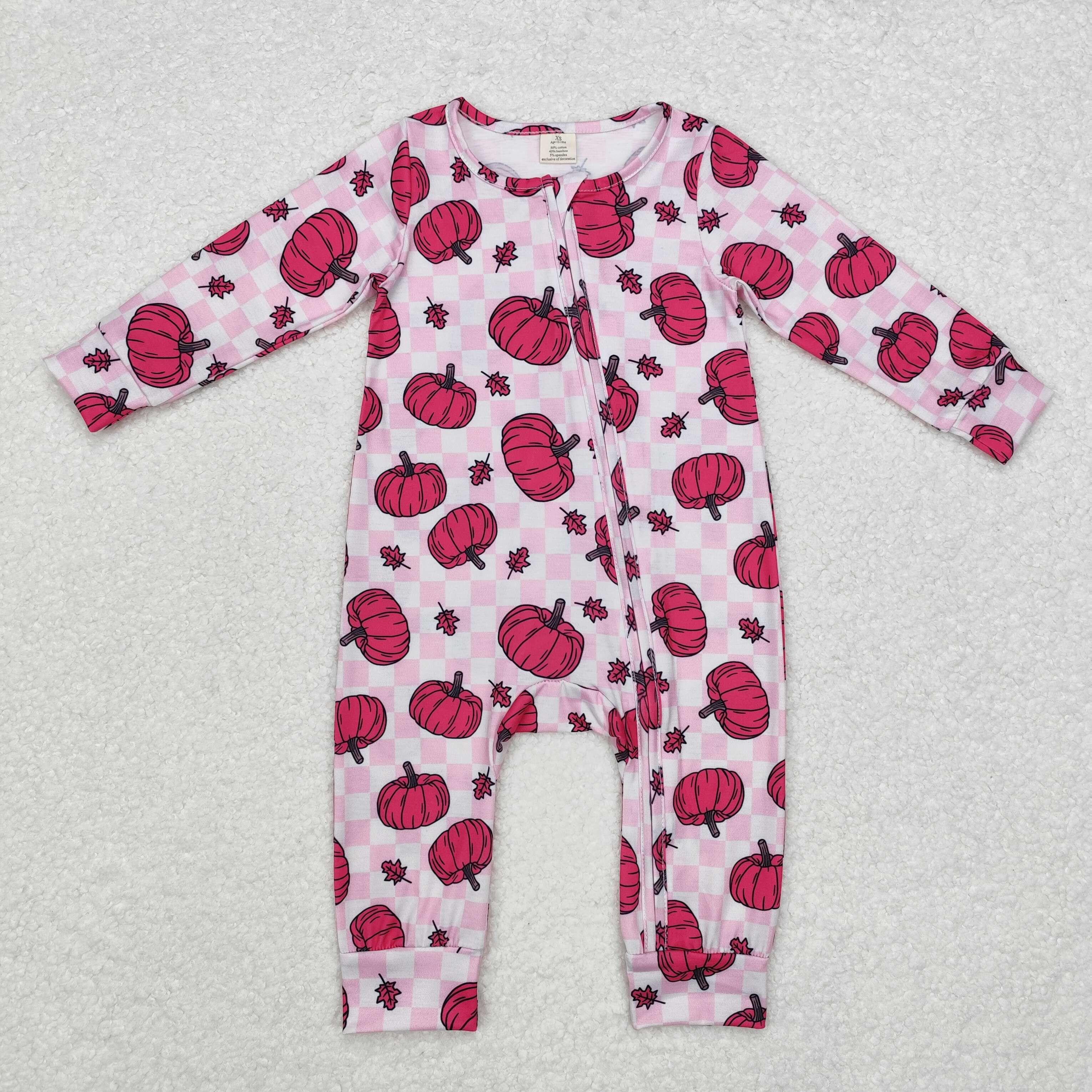 LR1456 RTS baby girl clothes pumpkin toddler girl winter romper