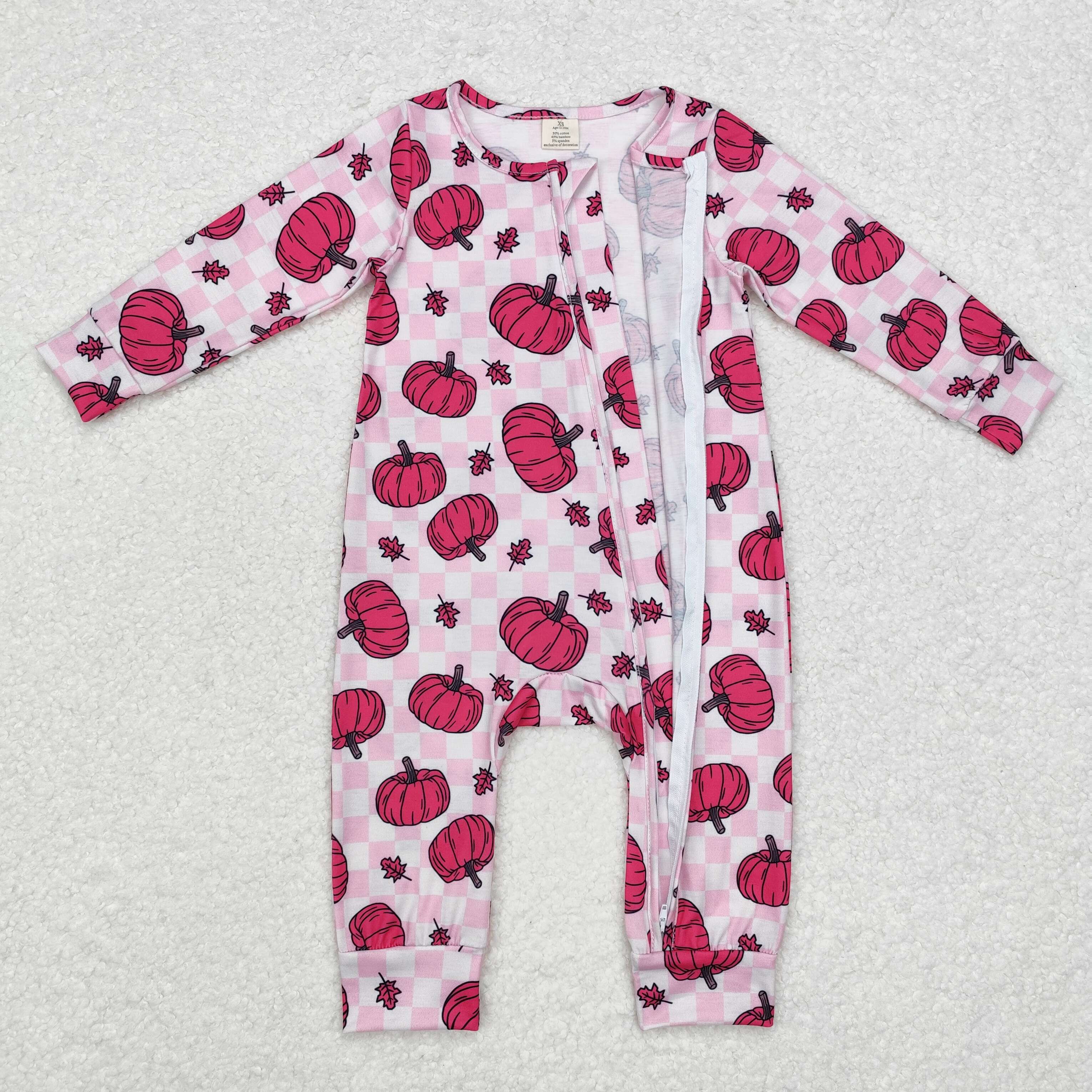 LR1456 RTS baby girl clothes pumpkin toddler girl winter romper