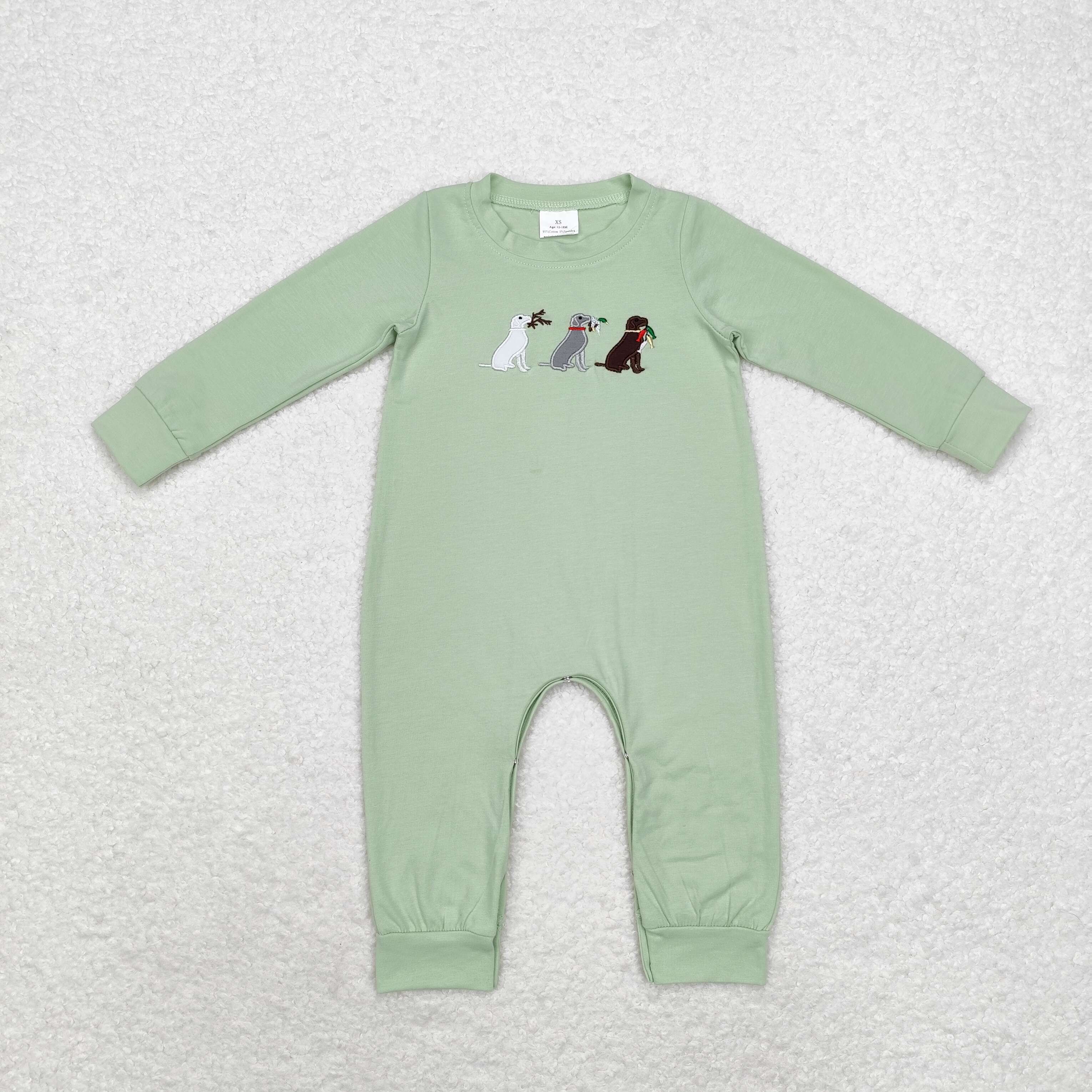 LR1496 RTS baby boy clothes mallard boy winter romper embroidery