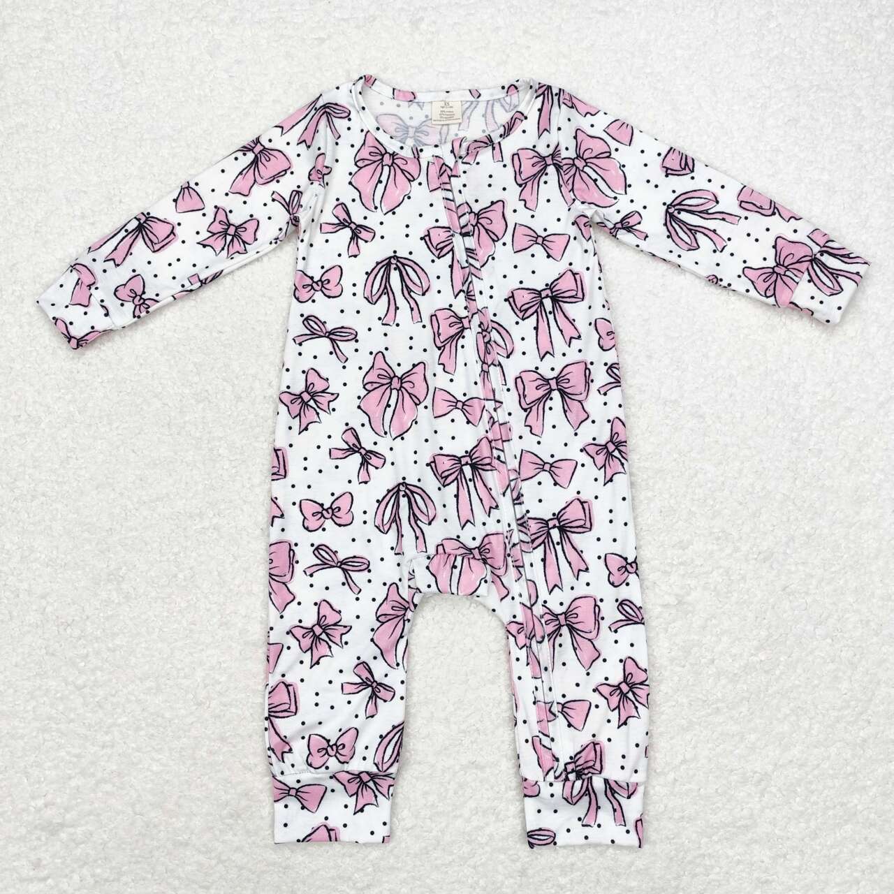 LR1512 RTS baby girl clothes bow girl winter romper-BAMBOO