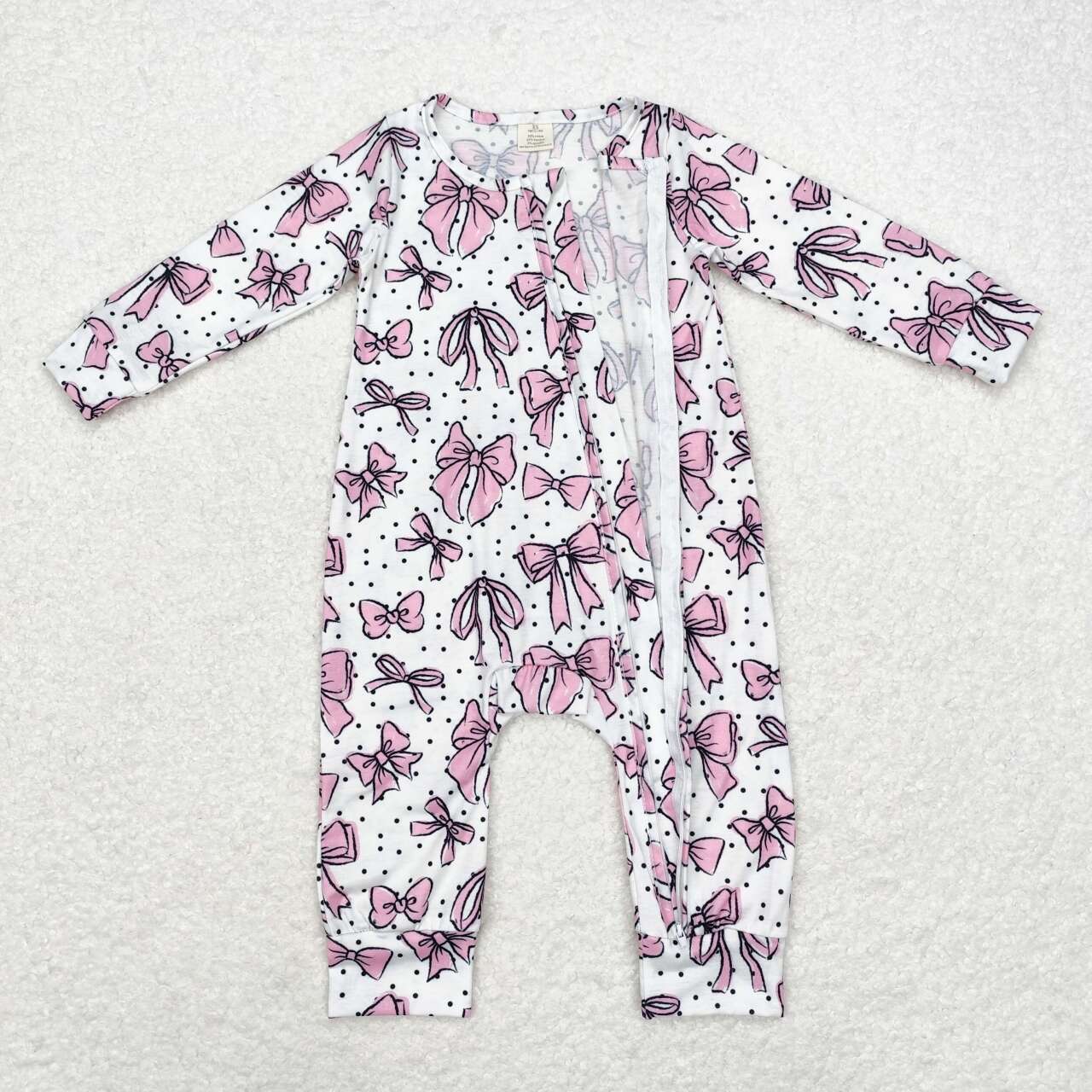 LR1512 RTS baby girl clothes bow girl winter romper-BAMBOO