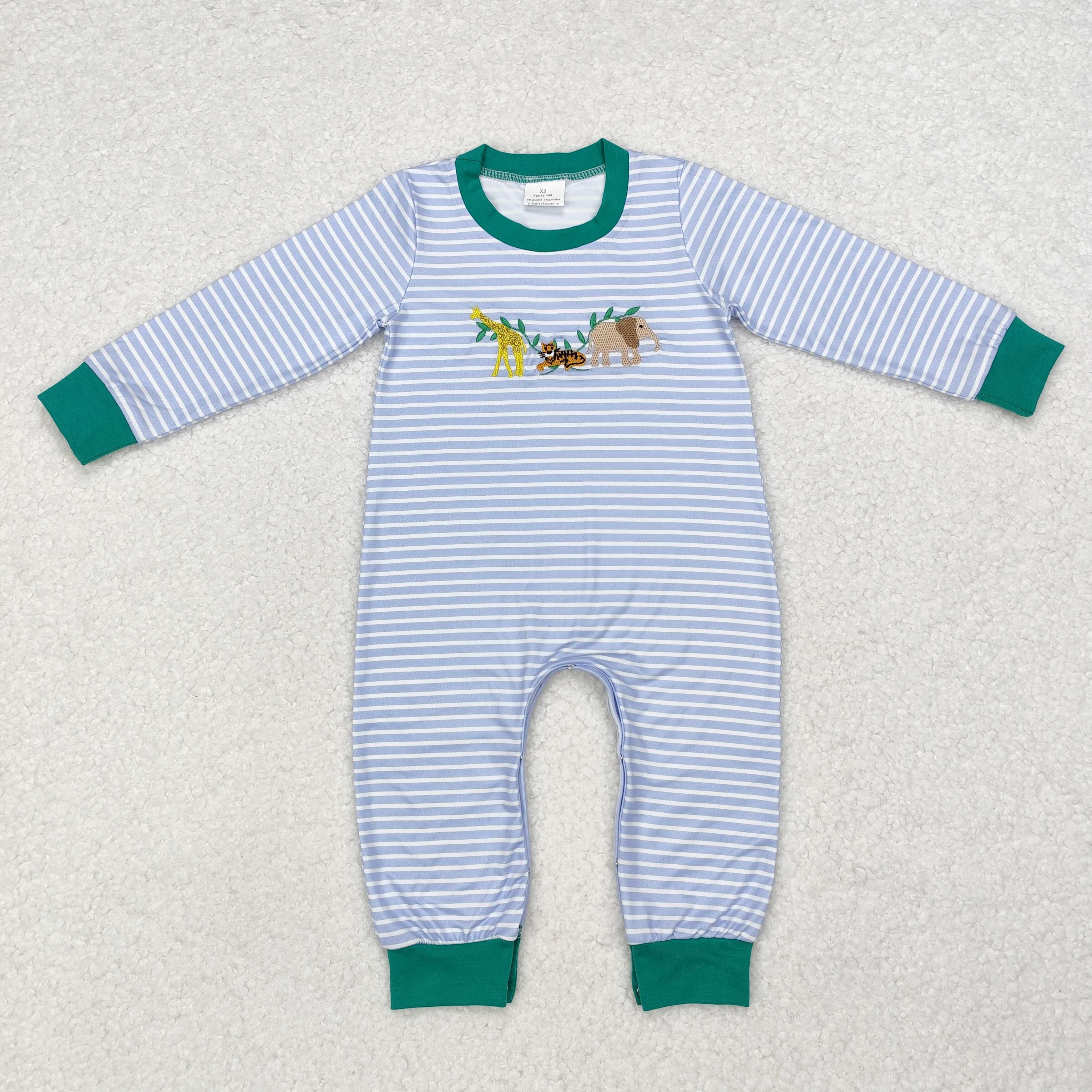 LR1616 RTS baby  boy clothes animal boy winter romper embroidery