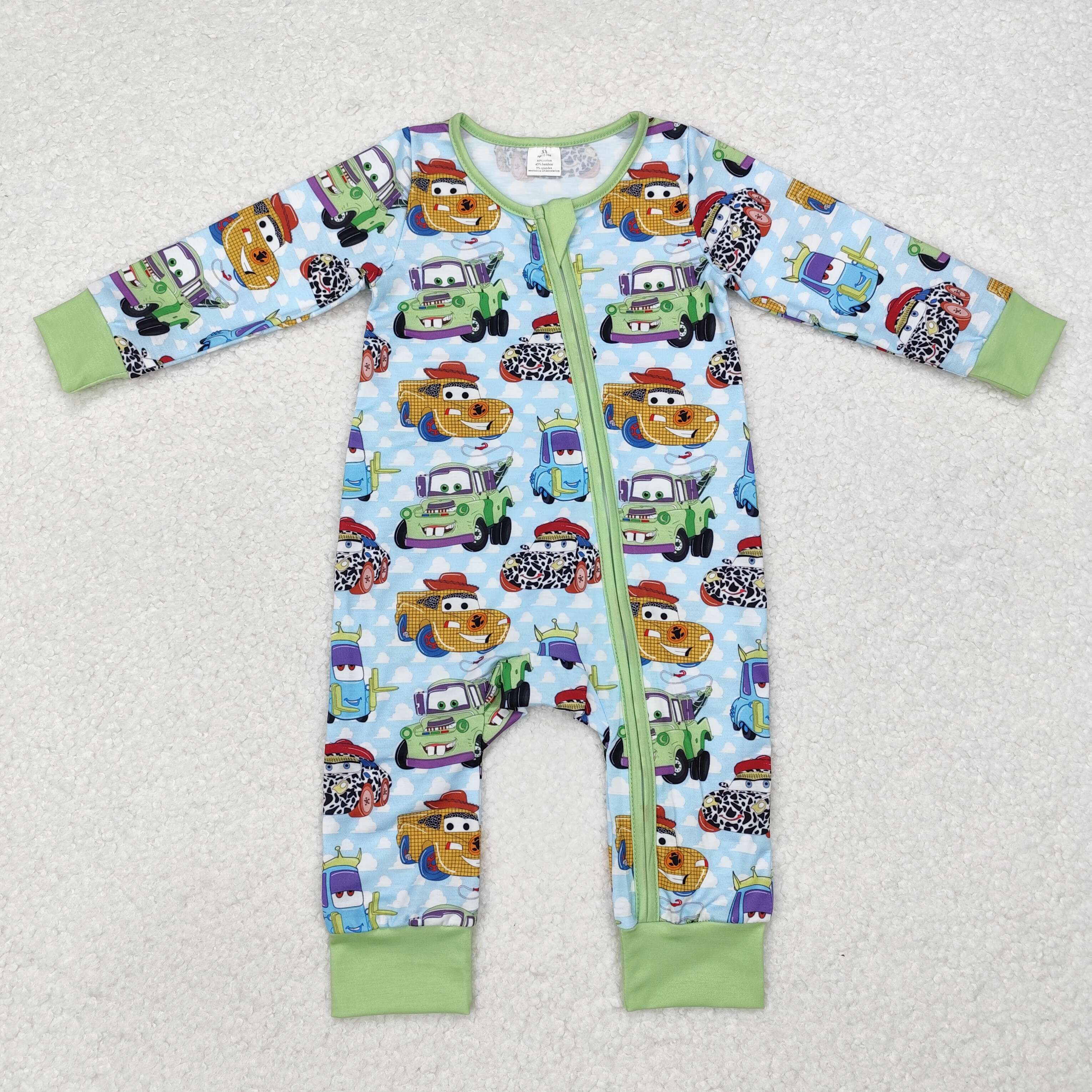LR1622 RTS baby boy clothes cartoon car toddler boy winter romper-BAMBOO