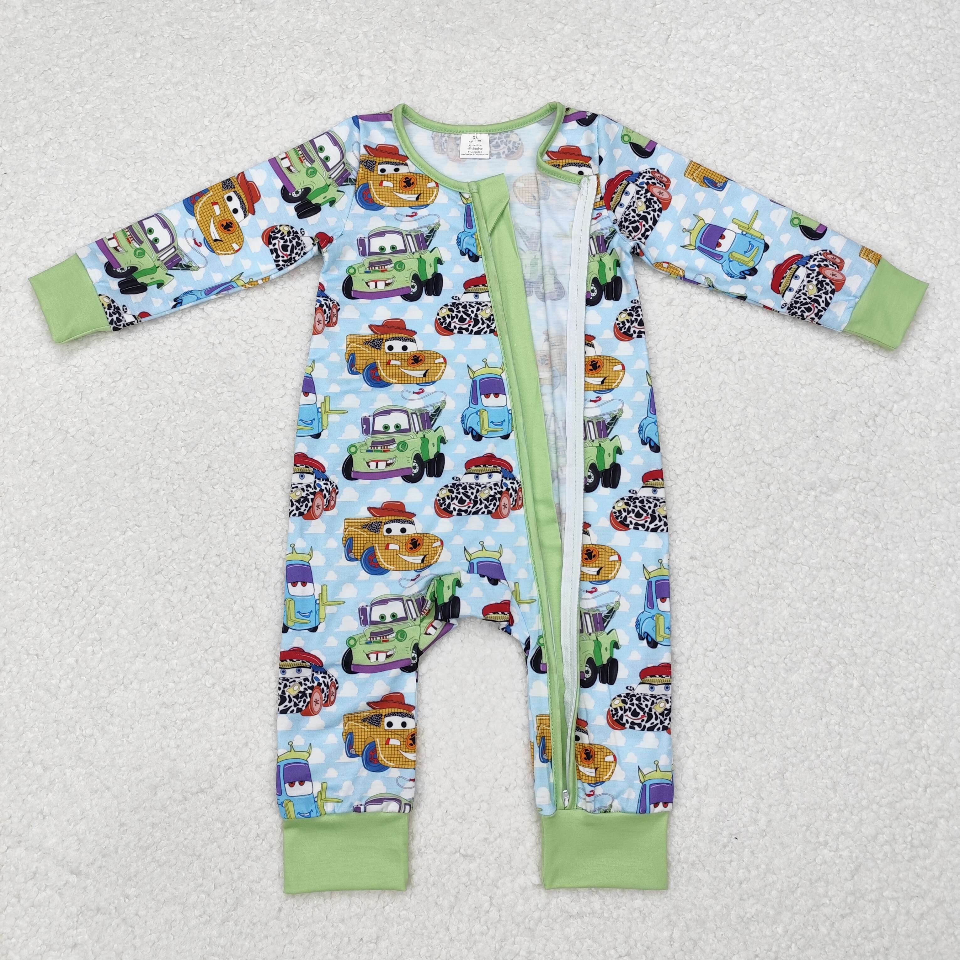 LR1622 RTS baby boy clothes cartoon car toddler boy winter romper-BAMBOO
