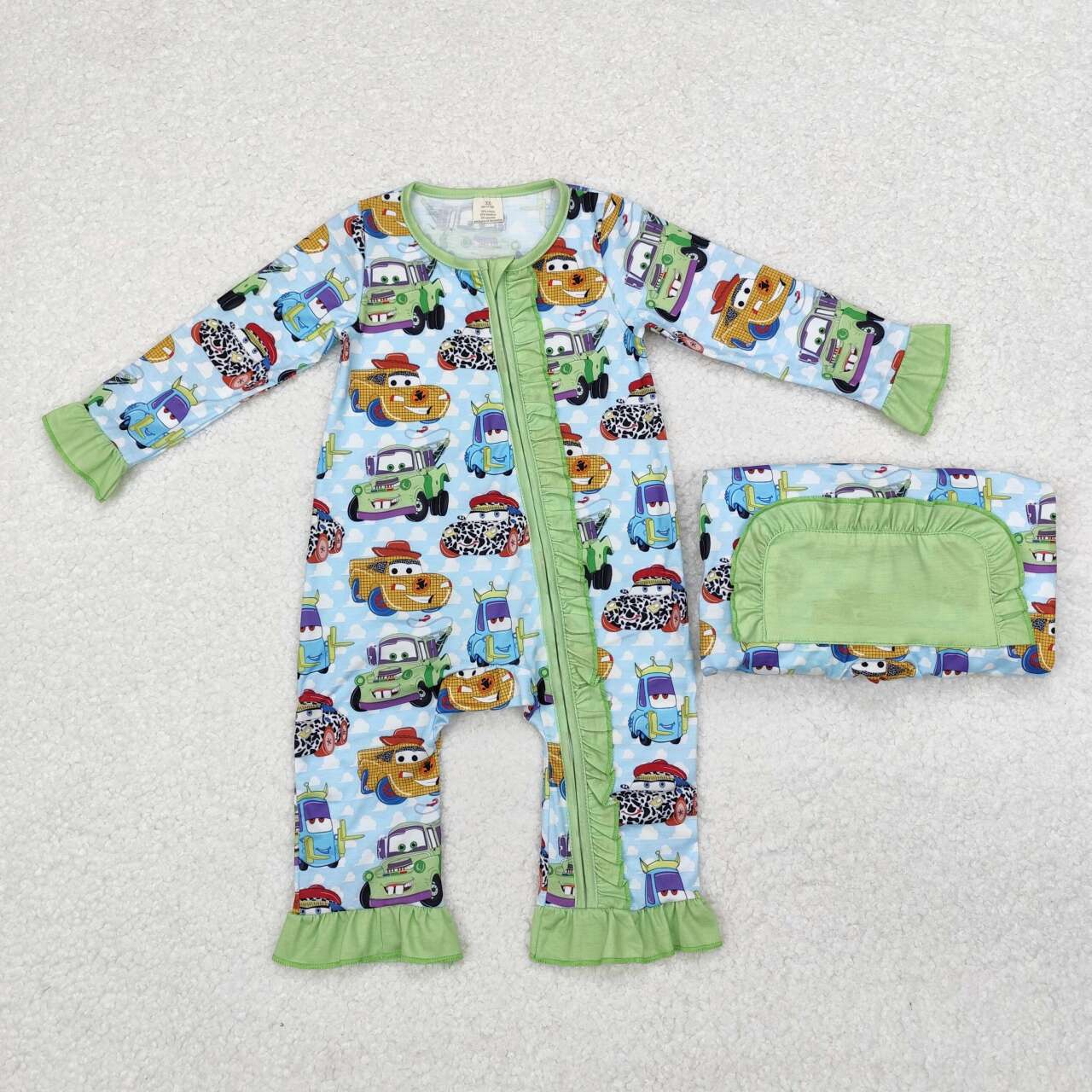 LR1623 RTS baby girl clothes cartoon car toddler girl winter romper-bamboo