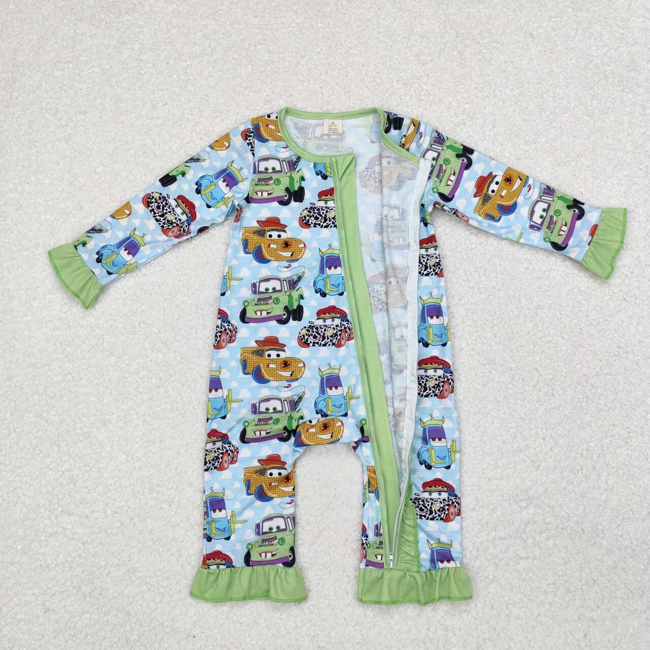LR1623 RTS baby girl clothes cartoon car toddler girl winter romper-bamboo