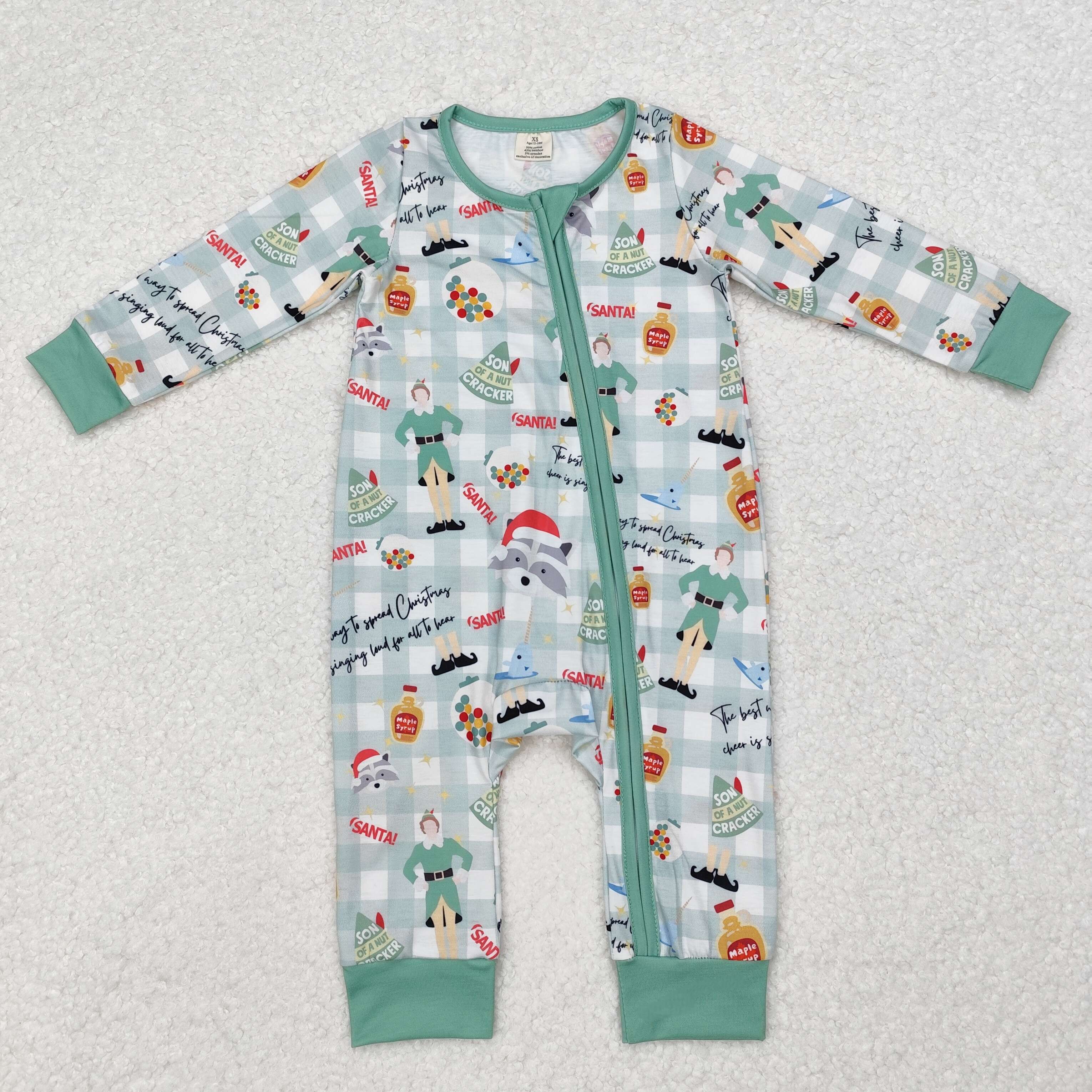 LR1641 RTS baby boy clothes santa toddler boy christmas winter romper-BAMBOO