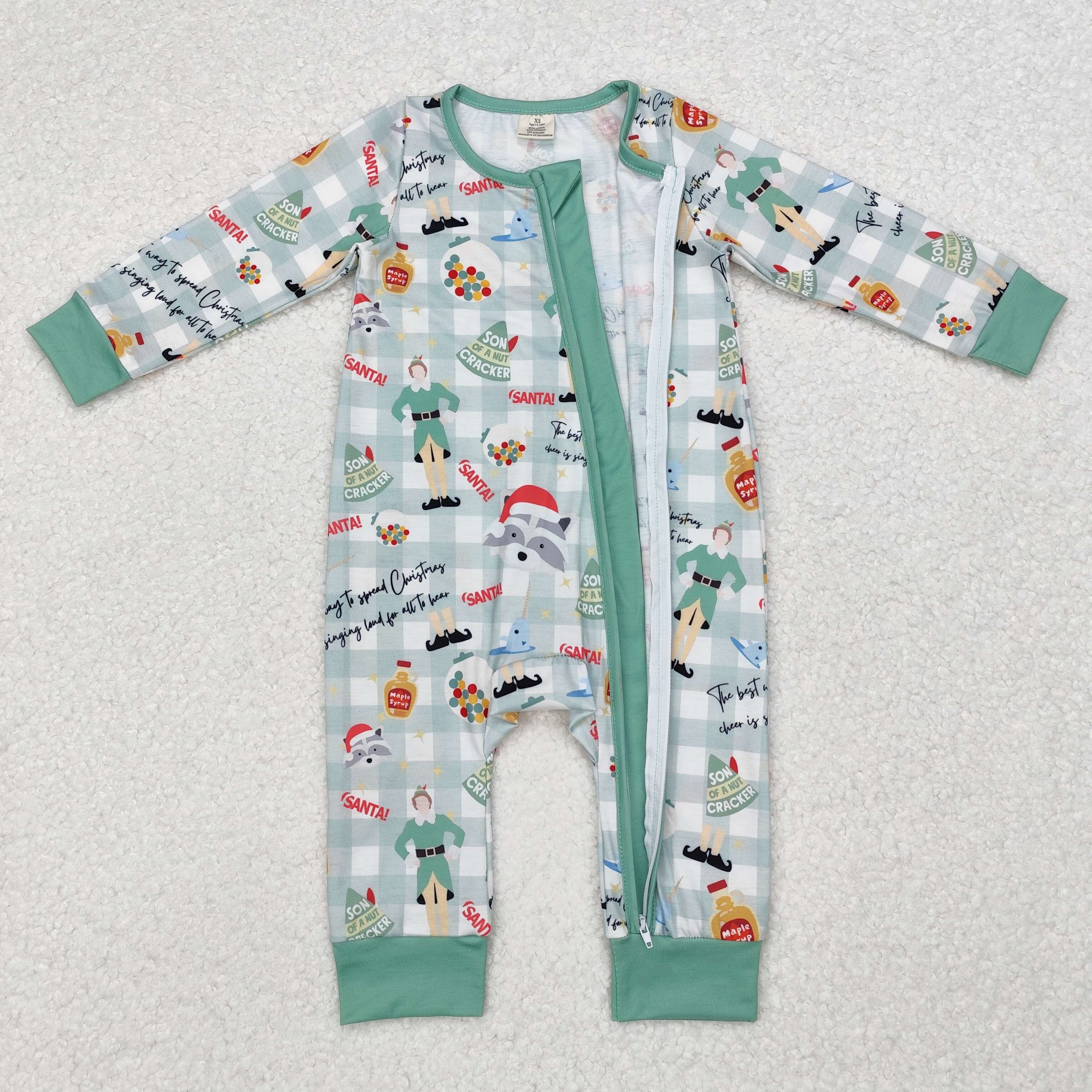 LR1641 RTS baby boy clothes santa toddler boy christmas winter romper-BAMBOO