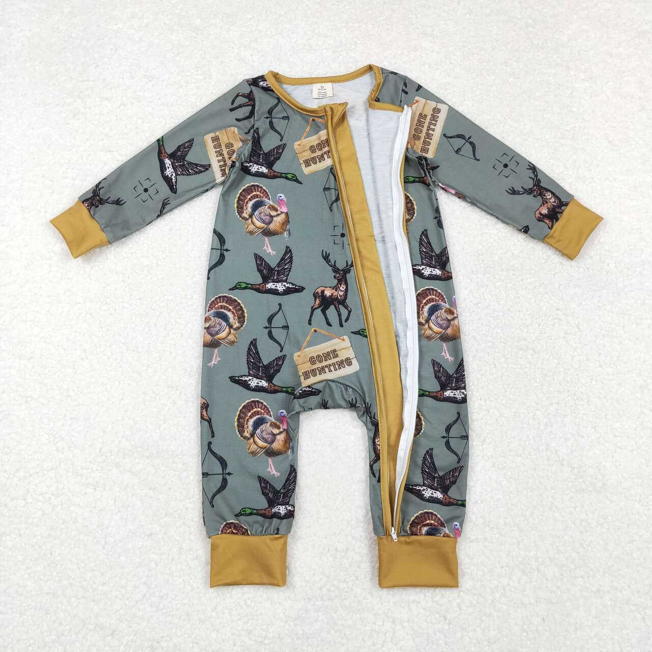 LR1680 RTS baby boy clothes hunting duck turkey thanksgiving clothes boy  winter romper 