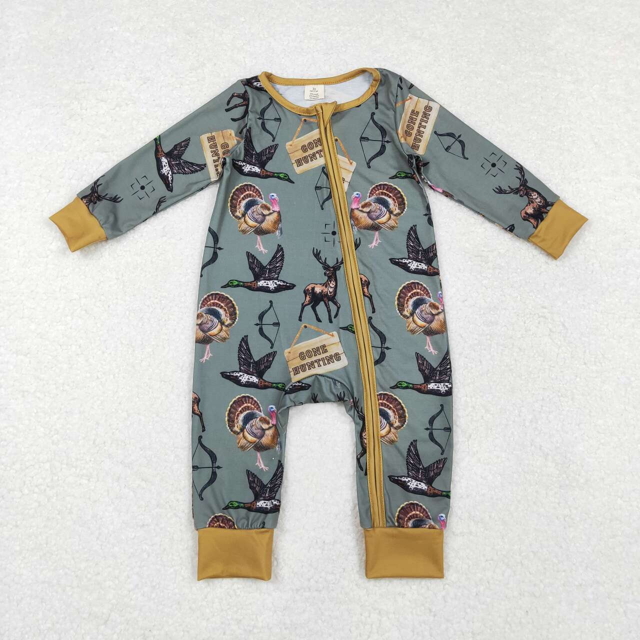 LR1680 RTS baby boy clothes hunting duck turkey thanksgiving clothes boy  winter romper 