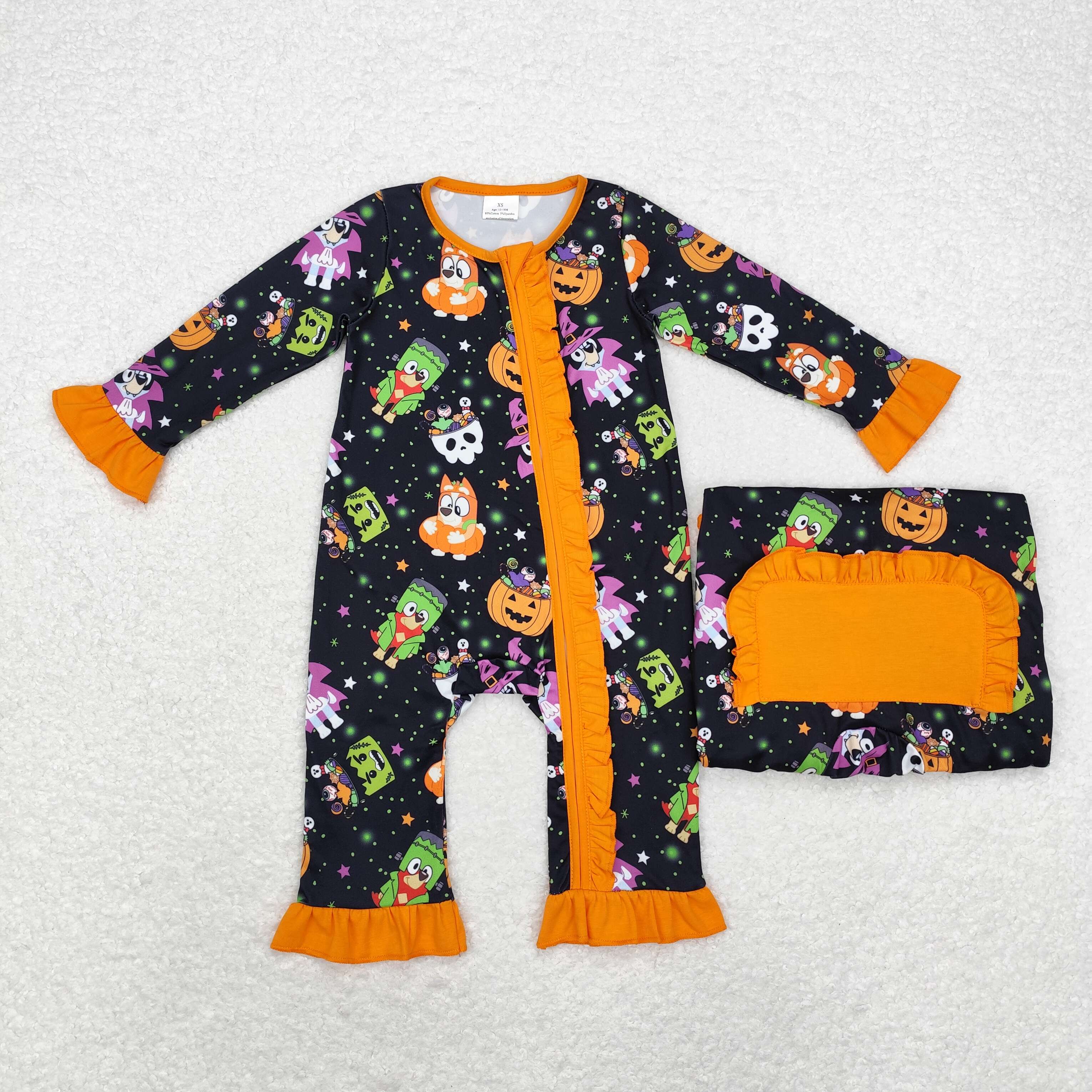 LR1694 RTS baby girl clothes cartoon dog  girl halloween winter romper
