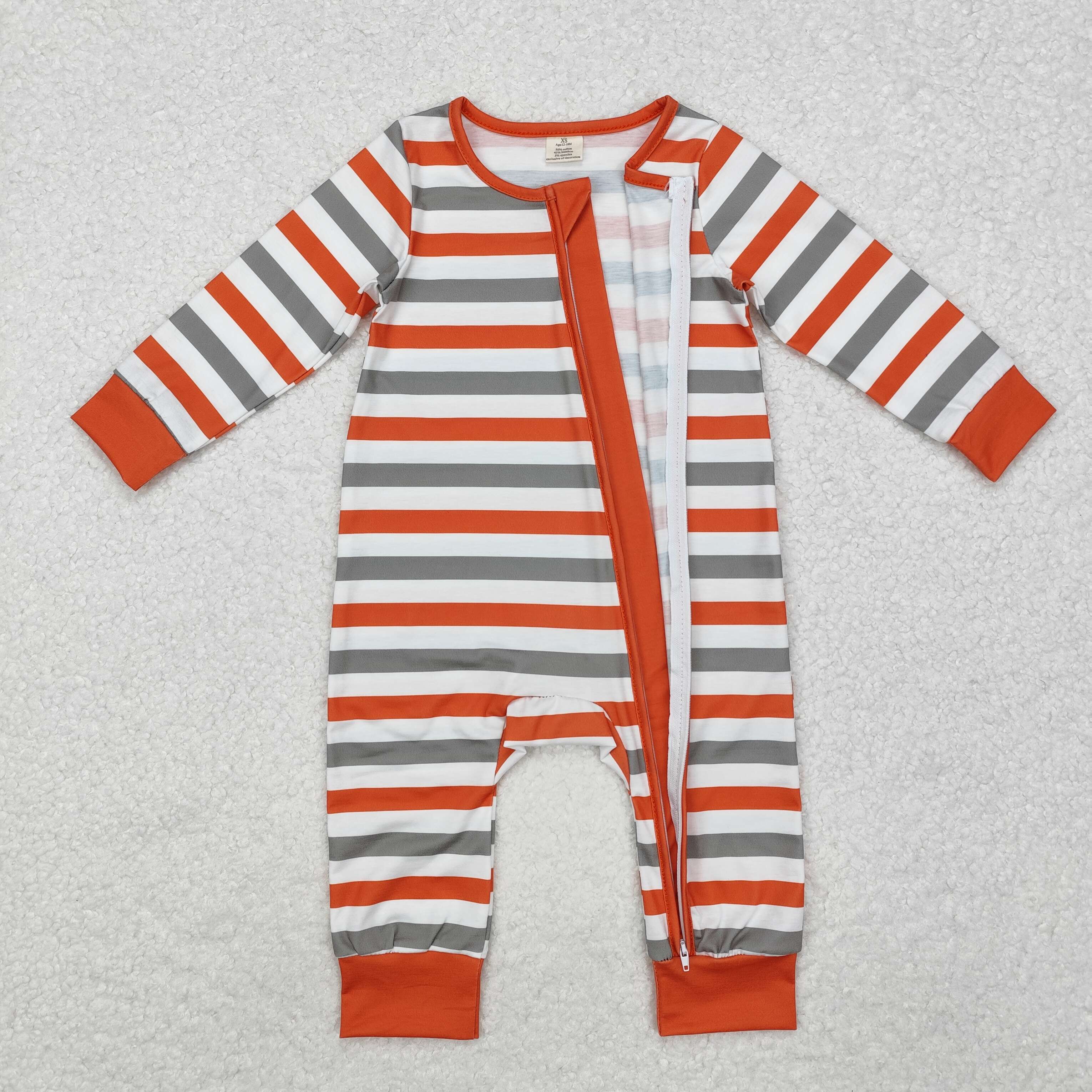 LR1732 RTS baby  boy clothes stripe boy winter romper zip romper winter pajamas romper