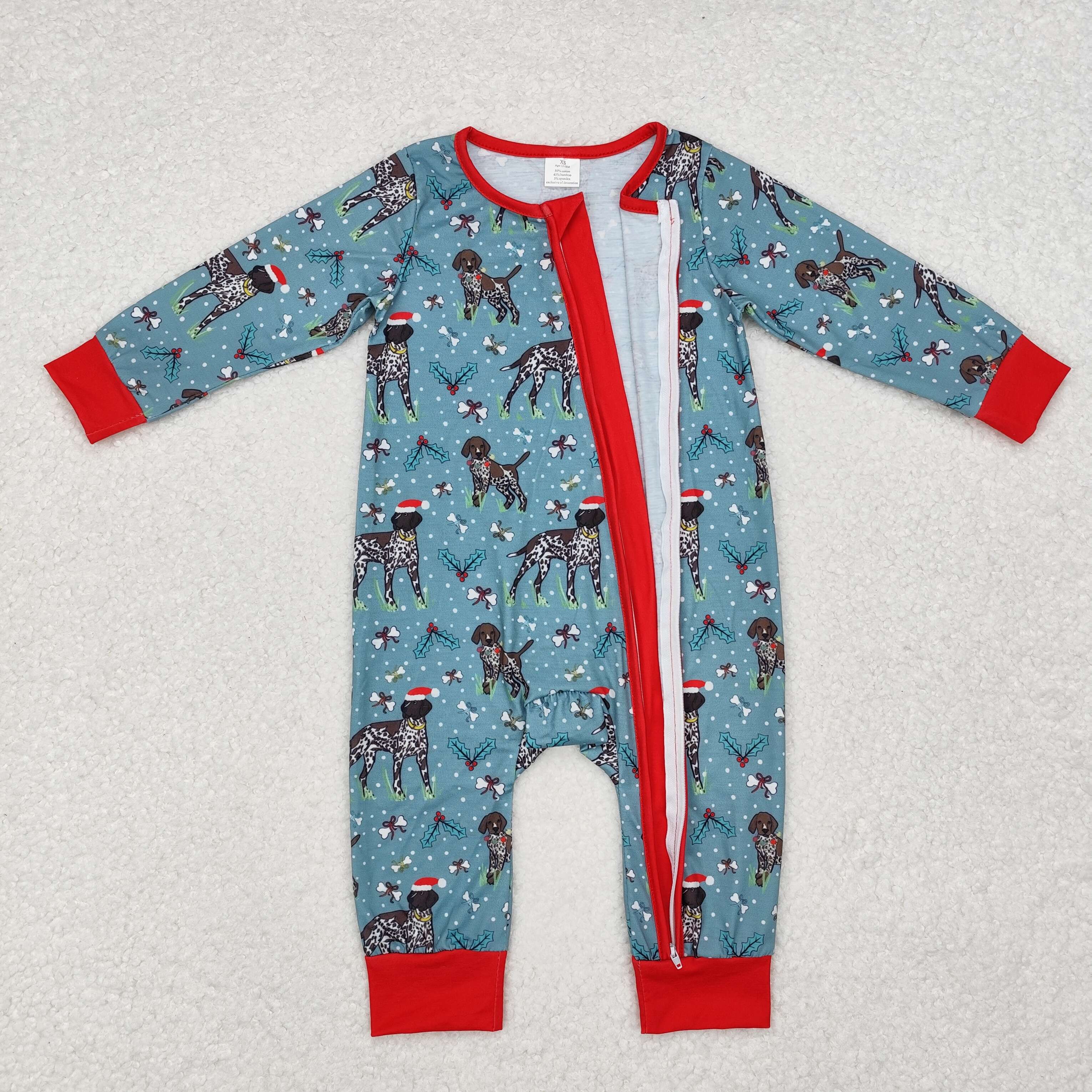 LR1768 RTS baby boy clothes hunting dog boy christmas winter romper -BAMBOO