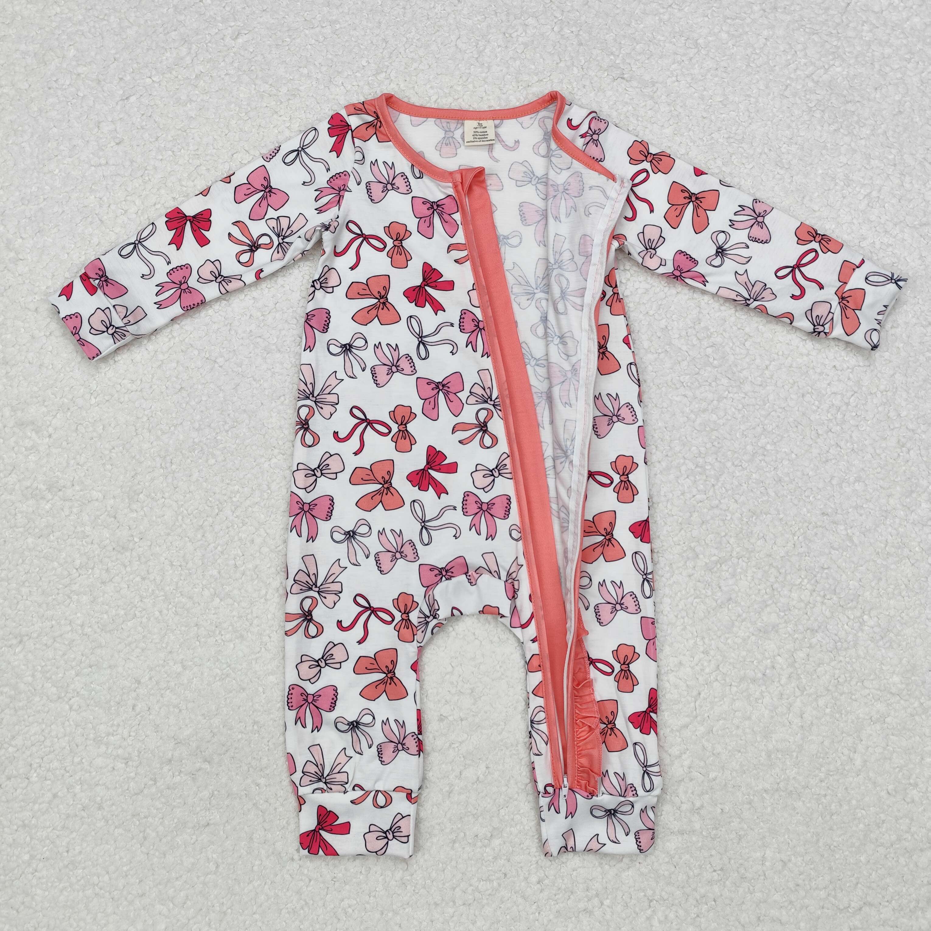 LR1905 RTS baby girl clothes bows girl winter romper-Bamboo 