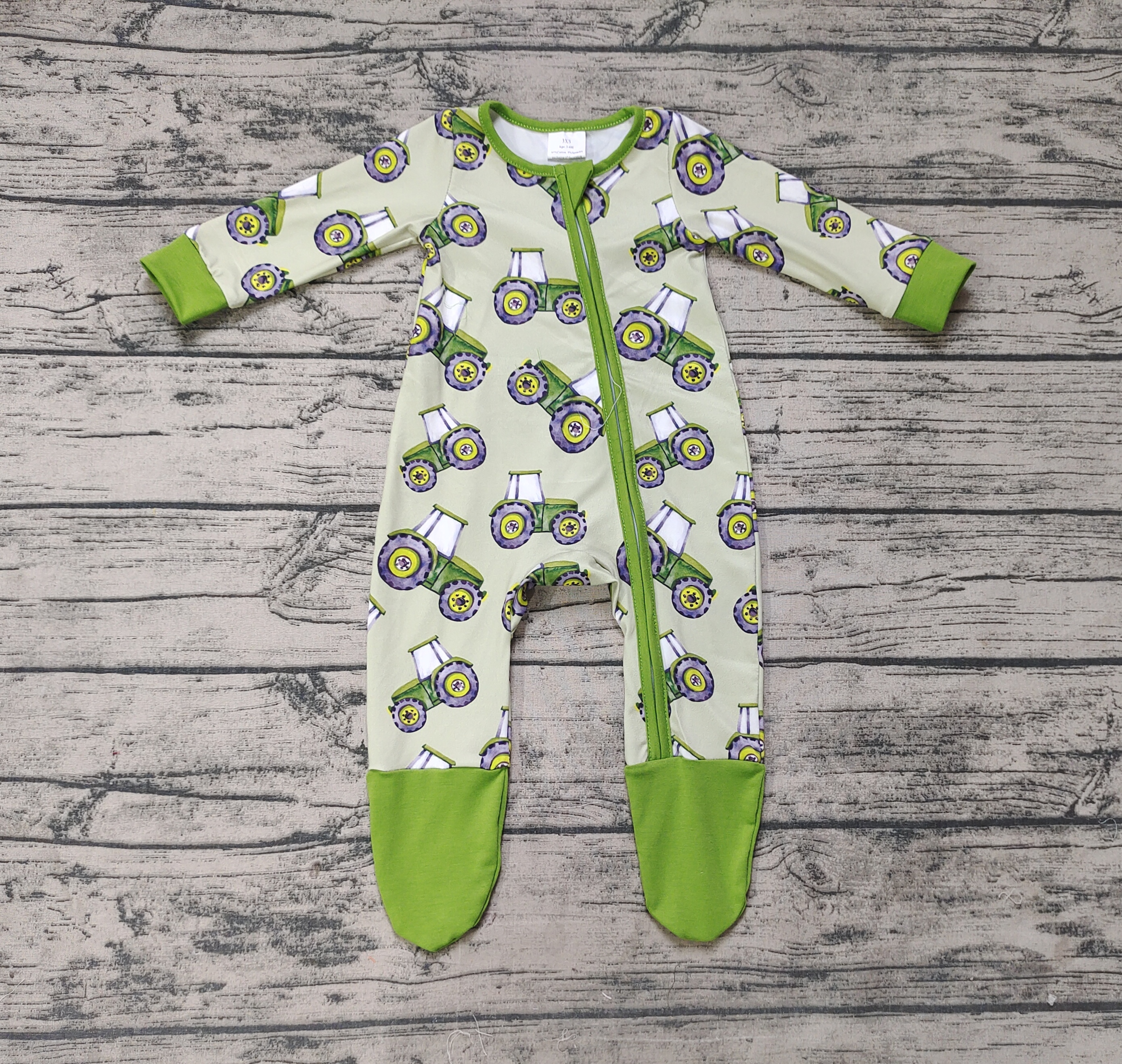 LR0386 baby boy clothes green tractor winter romper-real pic 2024.10.18 