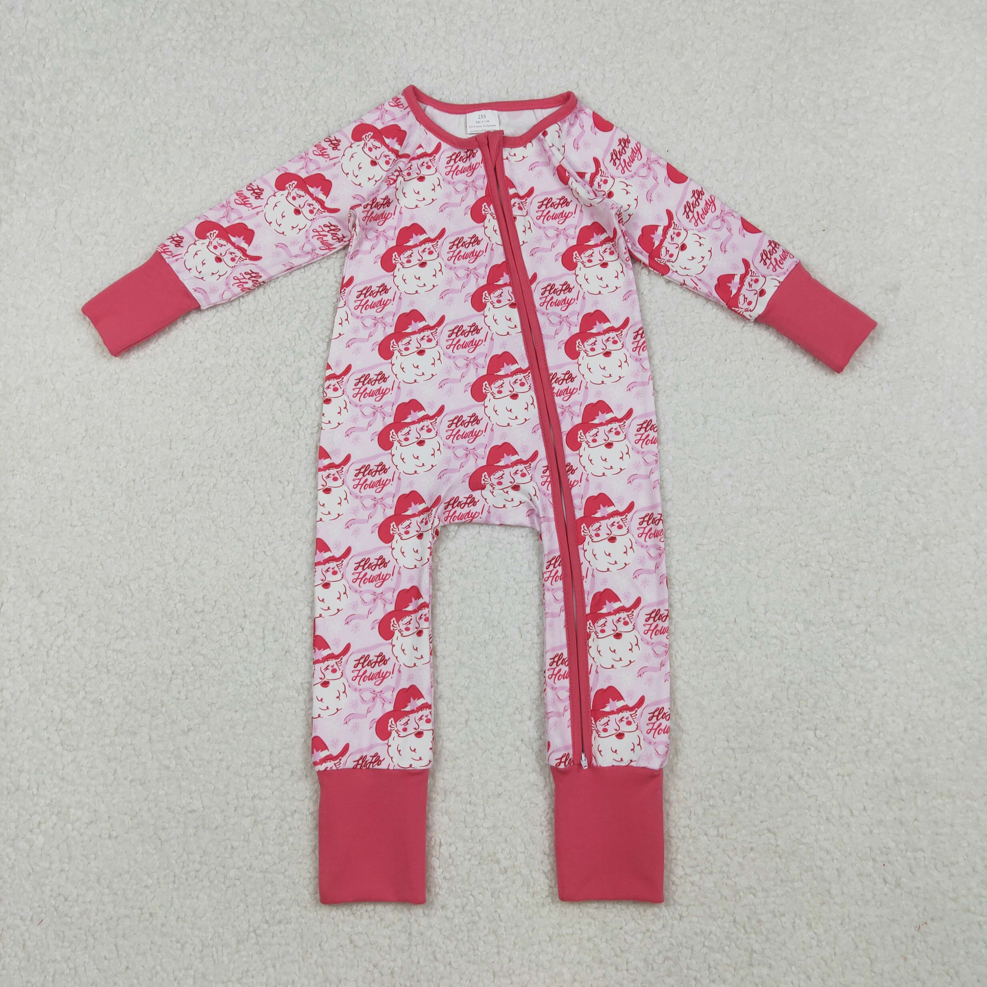LR2243 RTS baby girl clothes santa toddler girl christmas winter romper zip romper