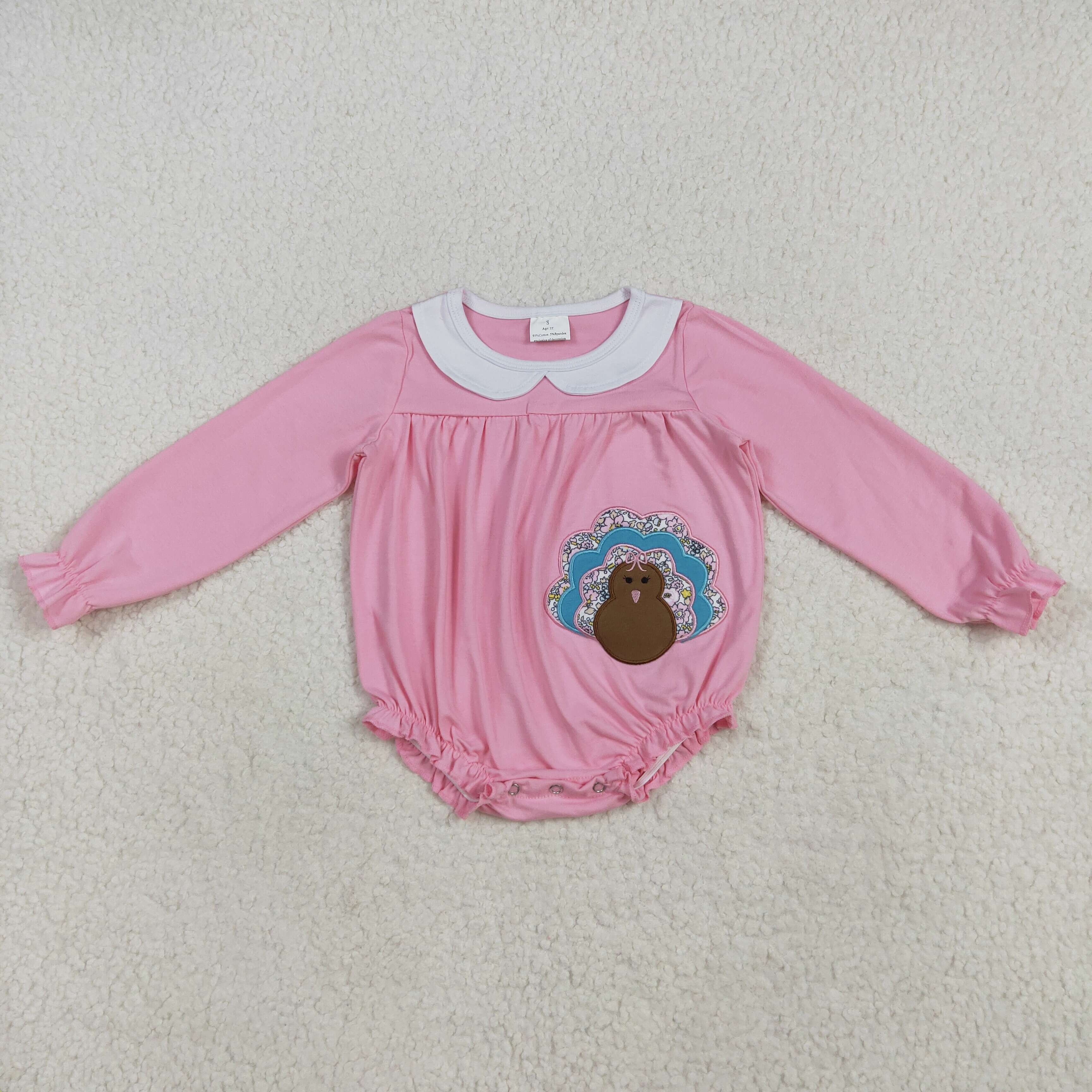 LR2262 RTS girl clothes turkey toddler girl thanksgiving winter embroidery bubble 