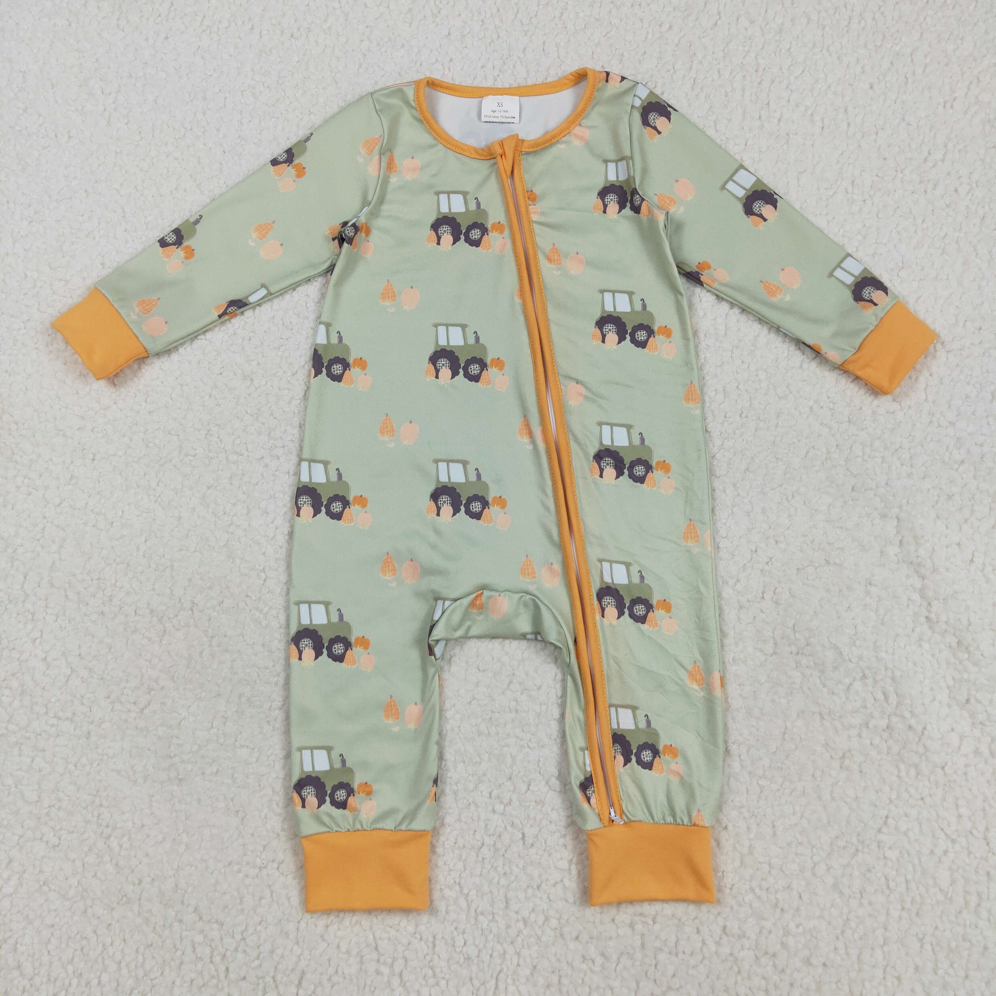 LR2335 RTS baby boy clothes pumpkin  toddler boy winter romper halloween clothes