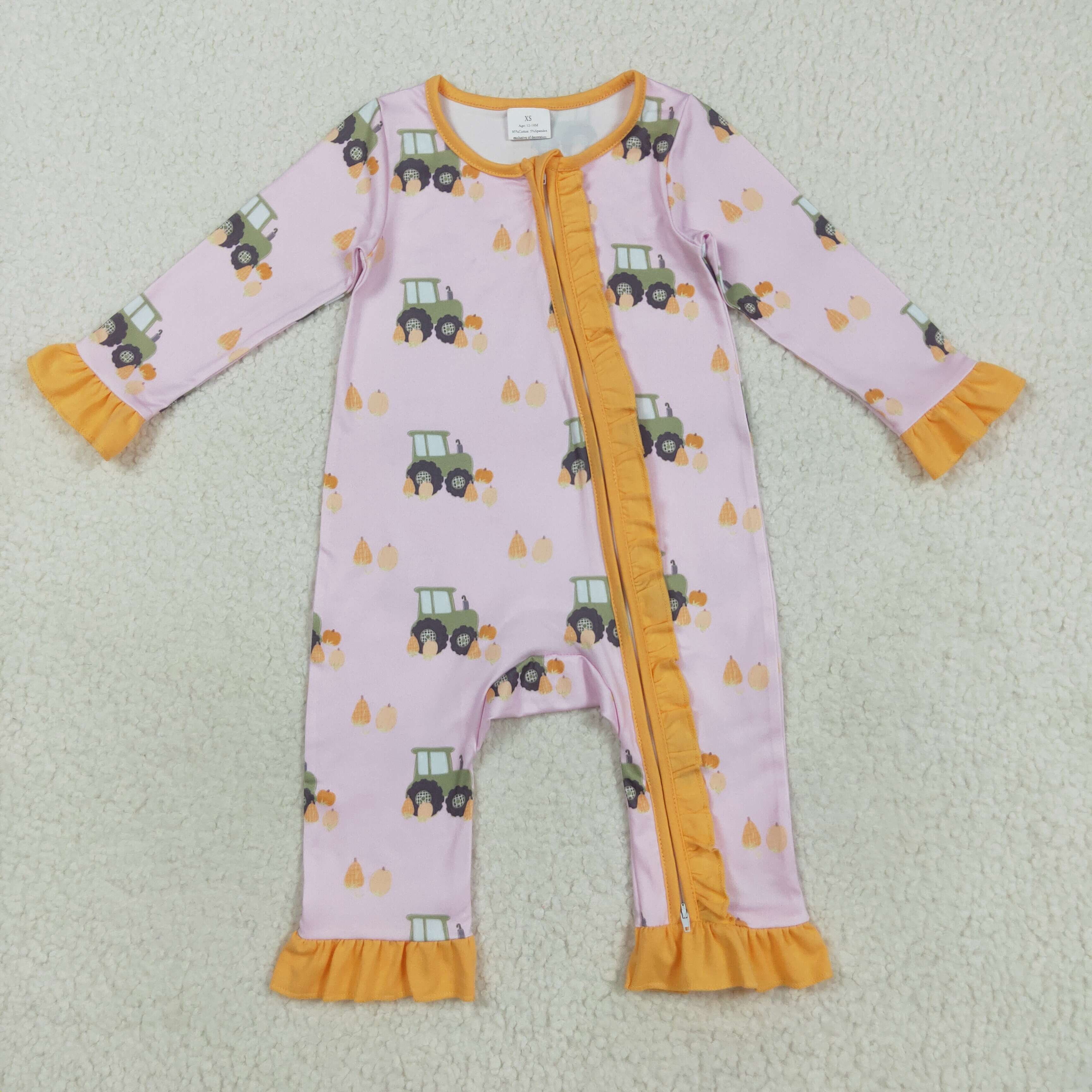 LR2336 RTS baby girl clothes pumpkin  toddler girl winter romper