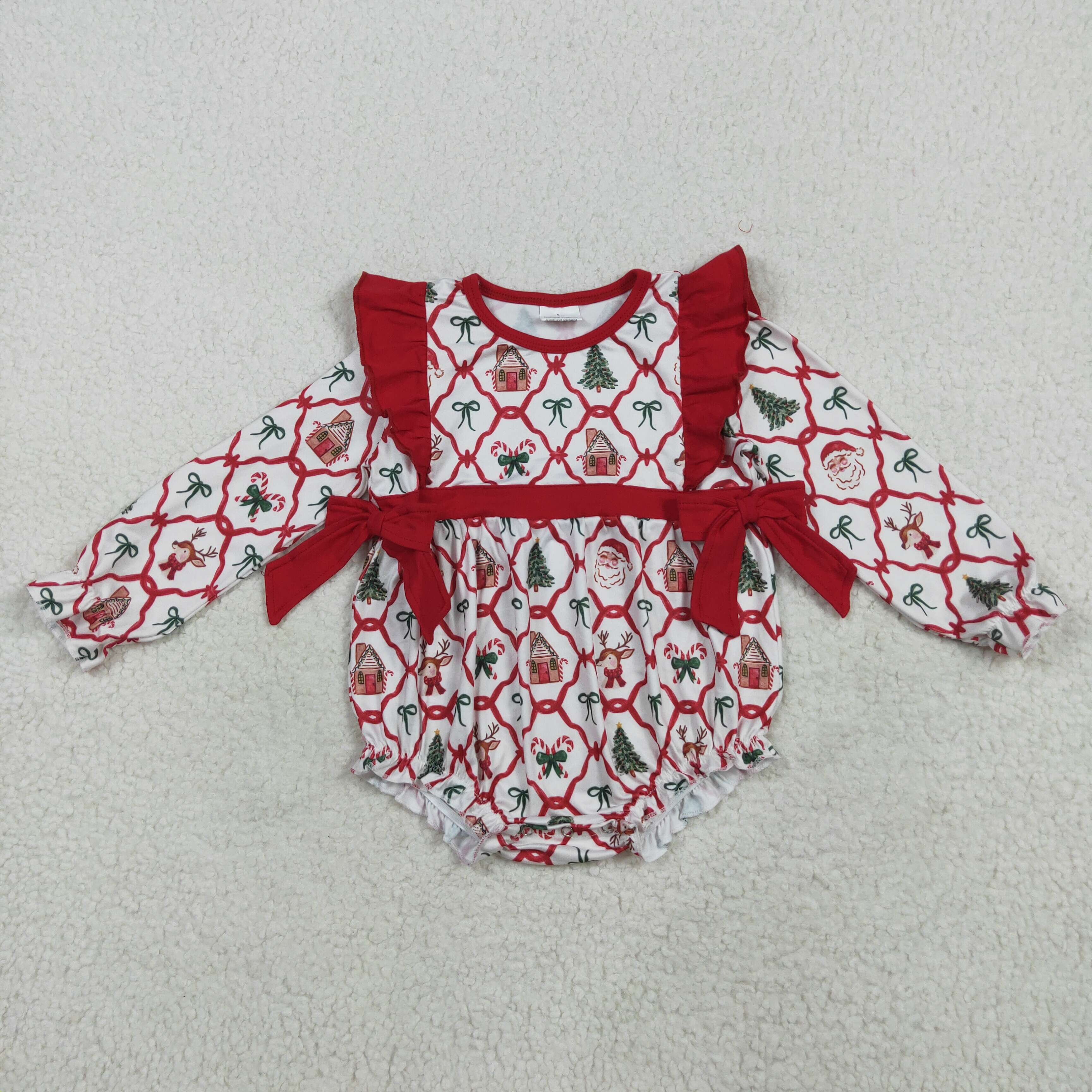 LR2352 RTS baby girl clothes bows girl winter christmas bubble 