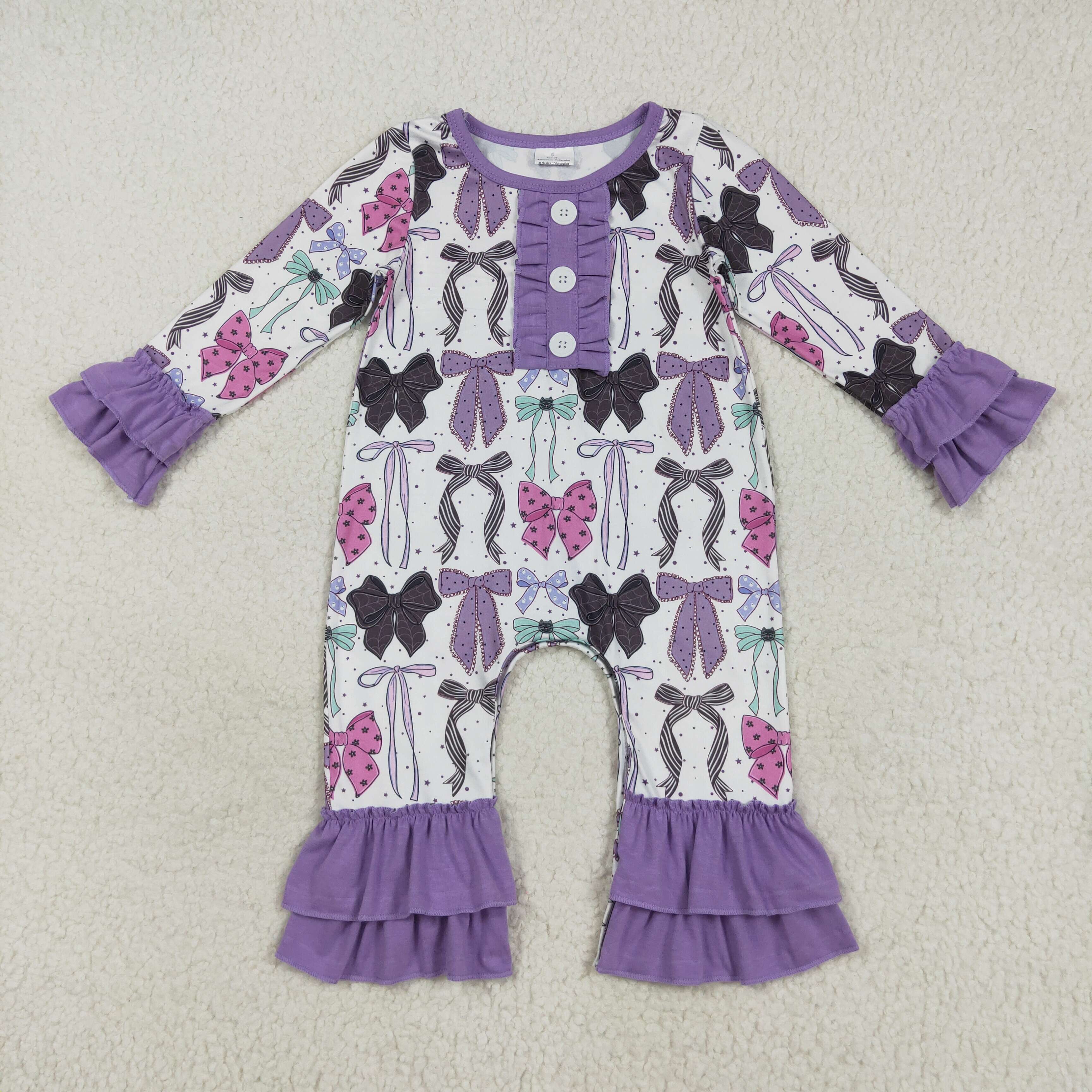 LR2355 RTS baby girl clothes bows girl halloween winter romper