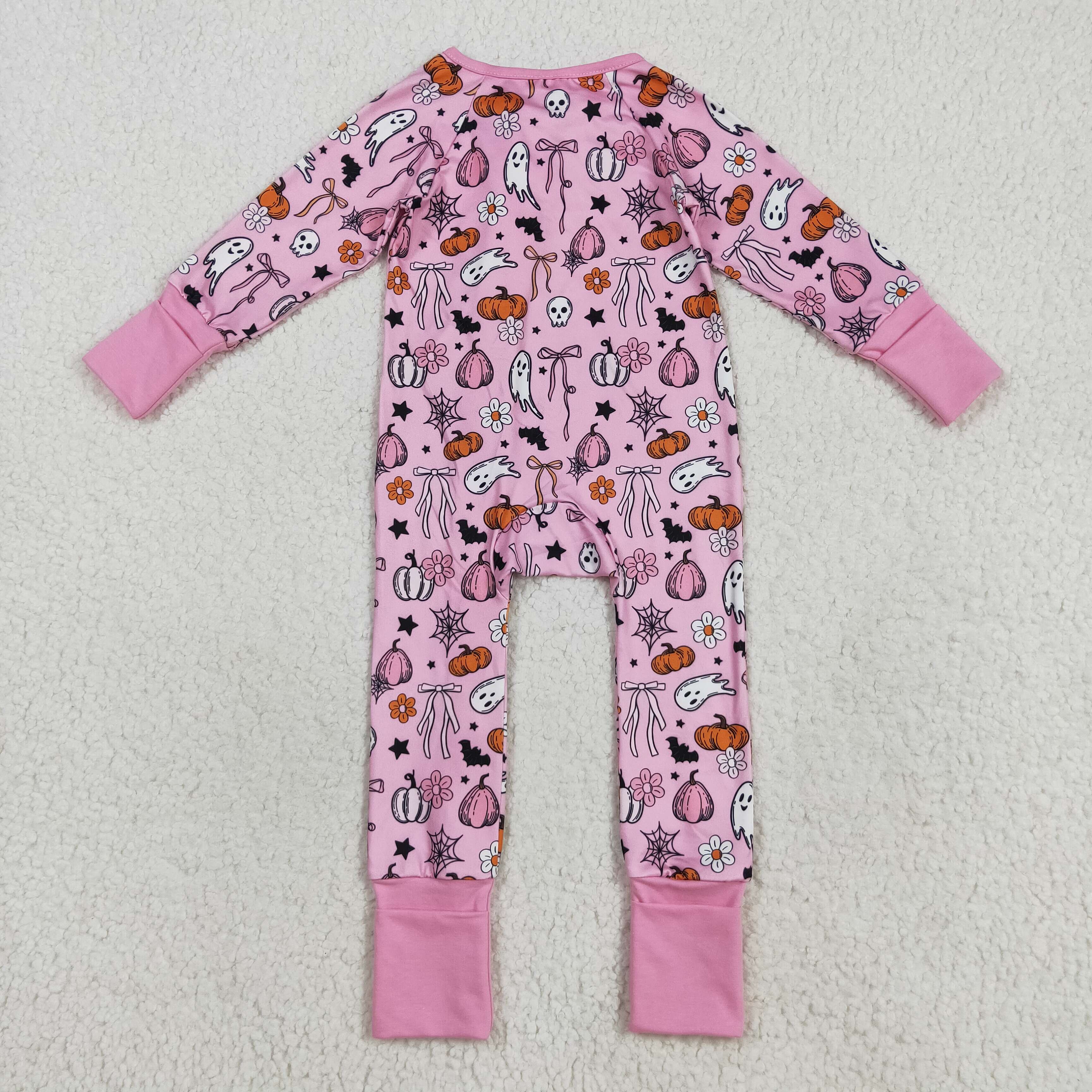 LR2405 RTS baby girl clothes ghost girl halloween winter romper zip romper