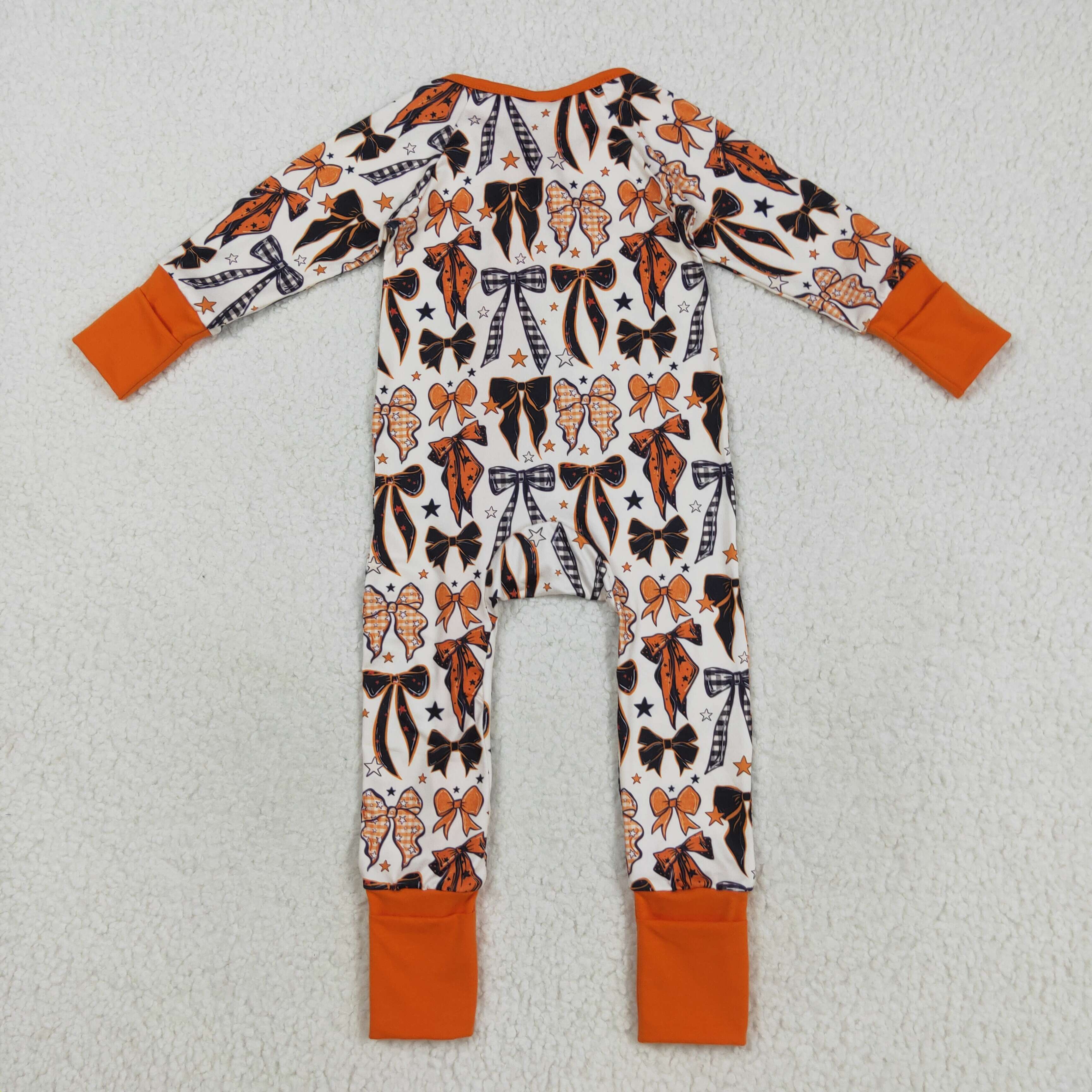 LR2409 RTS boy clothes bows boy winter halloween romper zip romper