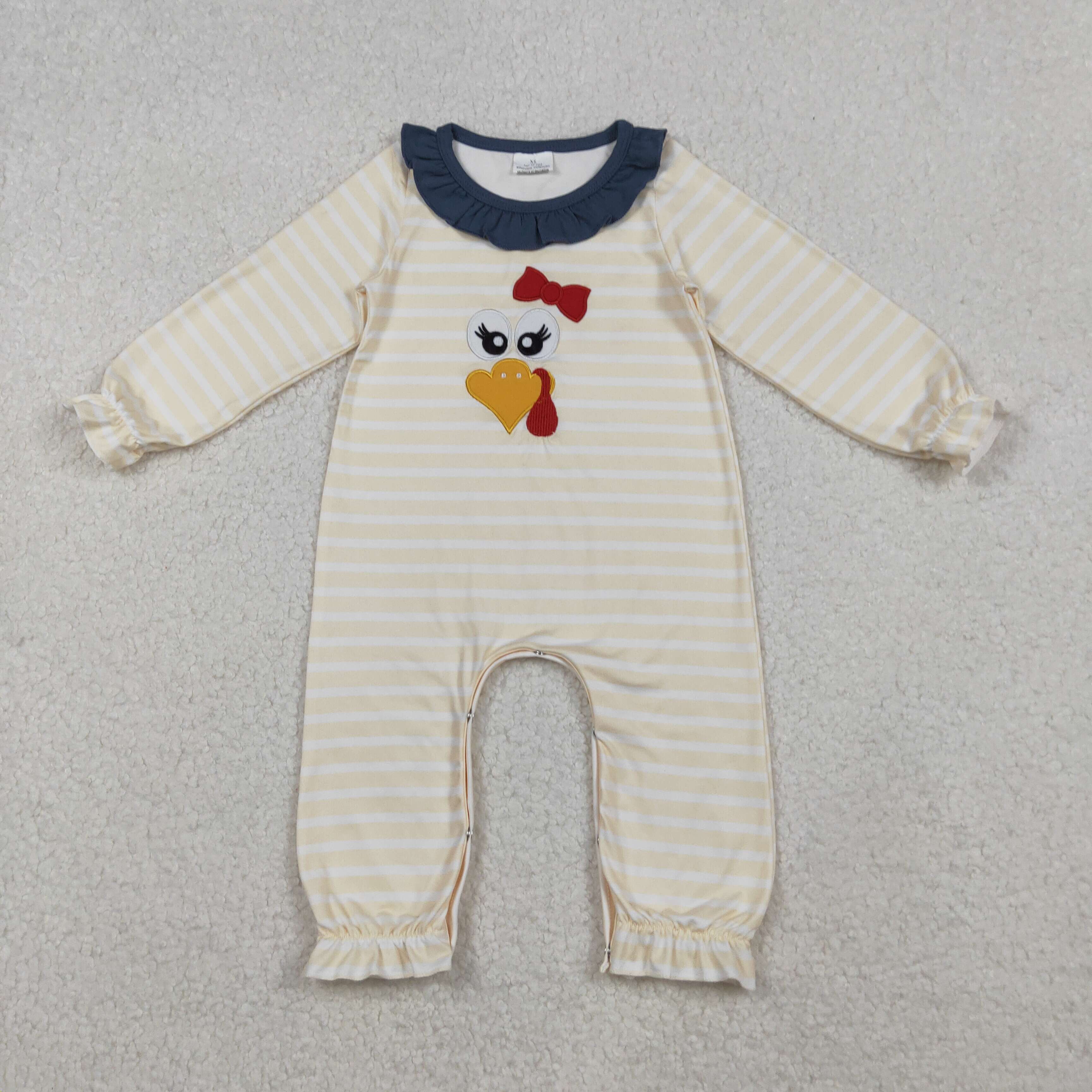 LR2424 RTS baby girl clothes turkey girl thanksgiving winter embroidery romper