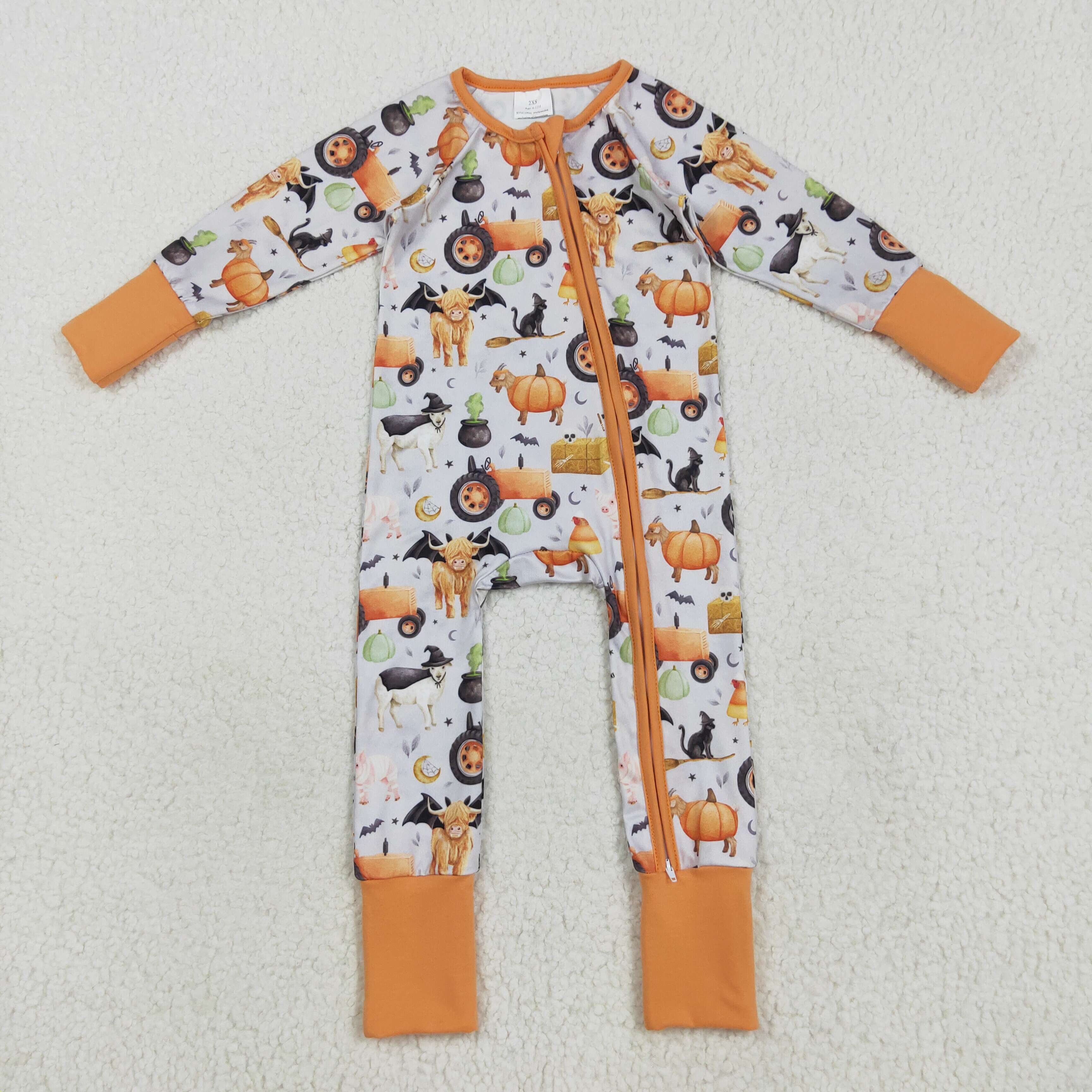 LR2444 RTS boy clothes animals pumpkin cowboys  boy halloween winter romper